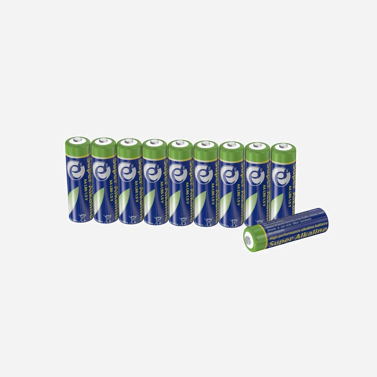 Gembird EG-BA-AASA-01: Pack de 10 Piles Alcalines AA LR6 1.5V, Usage Unique, Durée de Vie 5 ans, Certifié RoHS, Dimensions 52x142x15mm - AA LR6 1.5V Super Alkaline battery<br>High performance and long lifetime<br>Single use, not rechargeable<br>Pack of 10 pcs