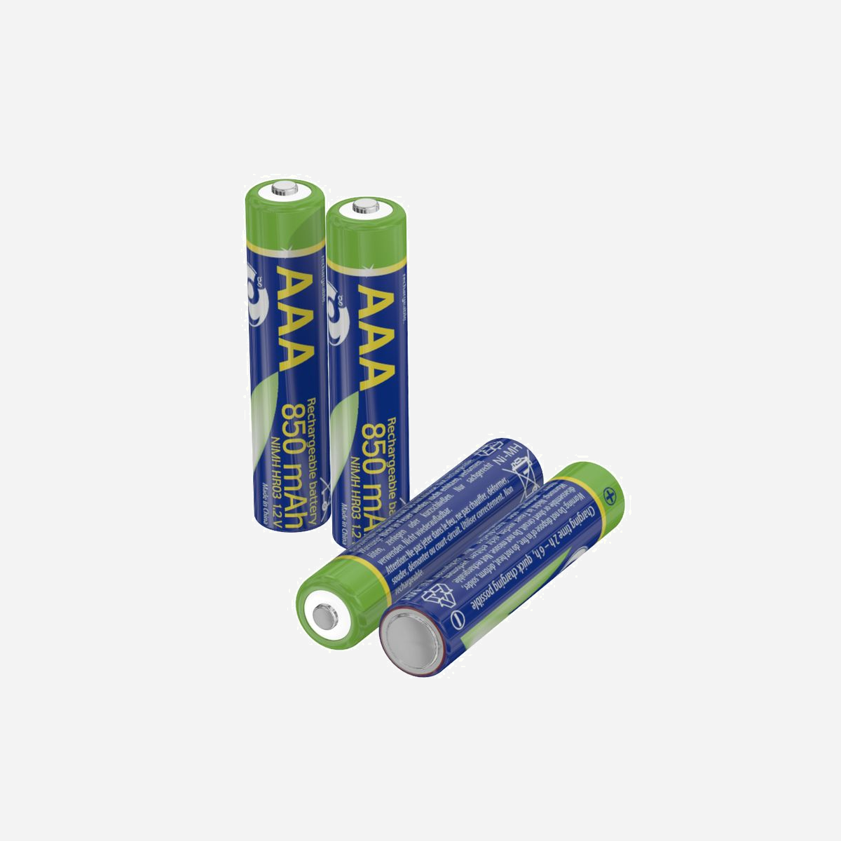 Gembird EG-BA-AAA8R4-01 : Pack de 4 Batteries Rechargeables AAA Ni-MH 1.2V 850mAh, Durée de Recharge 6h, Jusqu'à 500 Cycles, Conformes RoHS - Amélioration de la technologie Ni-MH<br> Conserve jusqu'à 70% de charge jusqu'à 1 an<br> Utilisable avec caméras, télécommandes etc…