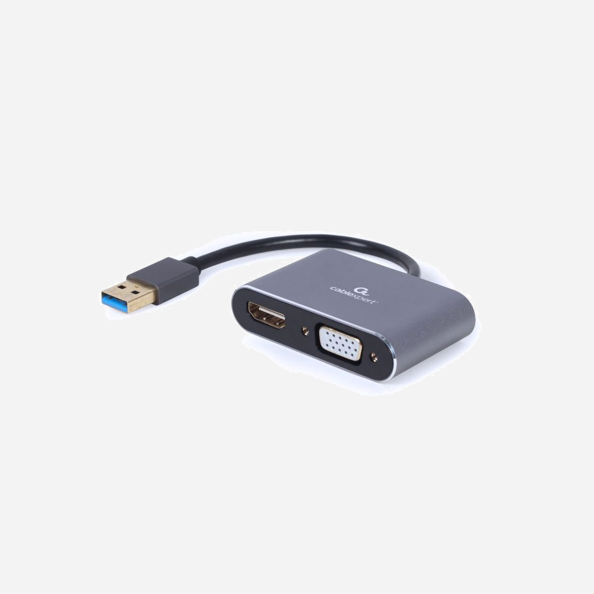 Gembird Adaptateur USB 3.0 vers HDMI/DisplayPort 4K UHD (3840x2160) 60Hz, compatible Windows 7/8/10, Mode Miroir/Etendu, Gris, A-USB3-HDMIVGA-01 - USB 3.0 > HDMI<br>1920 x 1080 60Hz résolution max<br>Plug & Play<br>Pas besoin d'alim externe.<br>