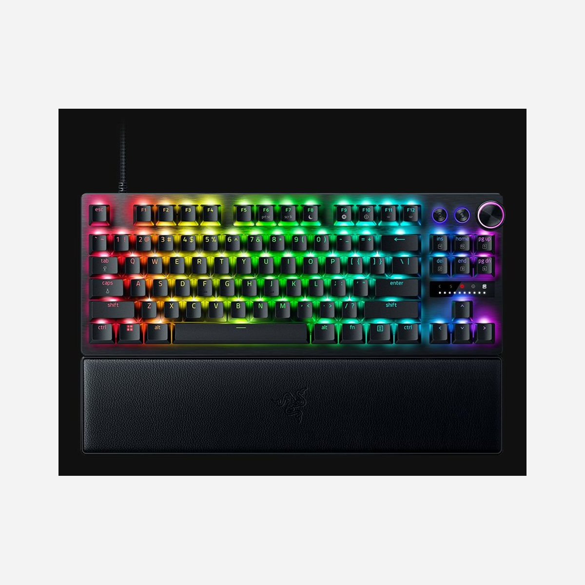Clavier Gamer Razer RZ03-04980500-R3F1 AZERTY Français, Optique, USB Type-C, TKL (80%), Rétroéclairage LED RGB, Mémoire Intégrée, Anti-Ghosting N-Key Rollover, Repose-Poignets - Razer RZ03-04980500-R3F1. Facteur de forme du clavier: Sans clé (80 - 87%), Technologie de connectivité: Avec fil, Interface de l'appareil: USB, Interrupteur à clé de clavier: Interrupteur à clé optique, Disposition des touches du clavier: AZERTY. Type de rétro: LED RGB, Repose-poignets. Utilisation recommandée: Jouer. Couleur du produit: Noir