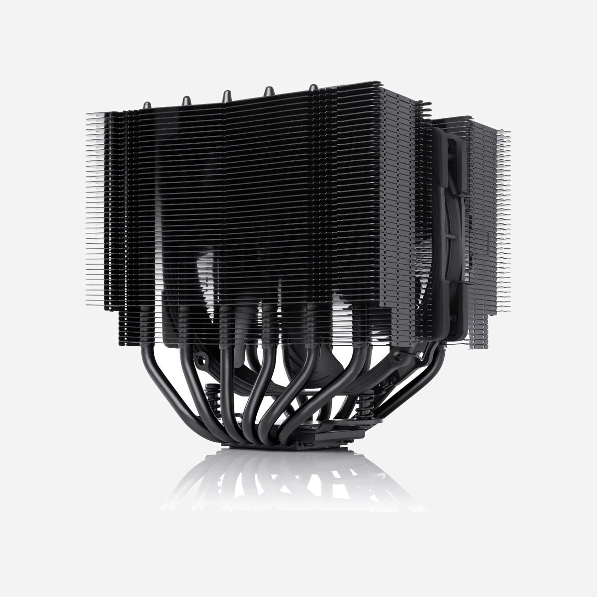 Ventirad CPU Noctua NH-D15S chromax.black, 14cm, 300-1500 RPM, 24.6 dB(A), Socket LGA115x/1200/2011/2066 & AMx/FMx, 6 caloducs, Noir - Le ventirad pour CPU NH-D15S chromax.black est la version 100% noire du Noctua a NH-D15S, modèle silencieux haut de gamme aux multiples récompenses. Grâce à une conception asymétrique du dissipateur double tour et à son ventilateur NF-A15 PWM, il reste fidèle à l’esprit du NH-D15S qui a su concilier la performance d’un modèle double tour à une compatibilité RAM/boîtier/PCIe exceptionnelle. Avec son radiateur revêtu de noir et son ventilateur lui aussi noir, la version chromax.black ajoute aux qualités remarquables du modèle un look élégant et étincelant. Si on ajoute le célèbre système de fixation multi-socket SecuFirm2™, la pâte thermique haute performance Noctua NT-H1 et une garantie fabricant totale de 6 ans, le NH-D15S chromax.black s’impose comme le choix idéal de ceux qui recherchent un ventirad double tour hyper compatible aussi beau qu’efficace.