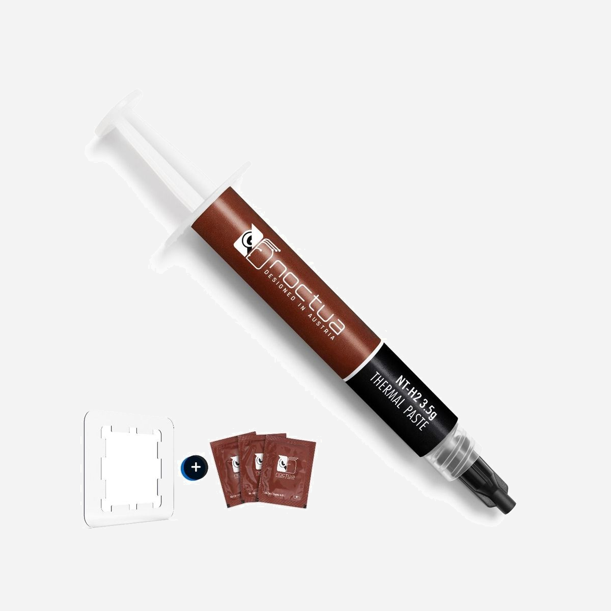 Noctua NT-H2 3.5G AM5 Edition - Pâte Thermoconductrice 3.5g, Densité 2.81 g/cm³, Volume 1.2ml, Couleur Grise, pour Socket AM5 - Noctua NT-H2 3.5G AM5 EDITION. Type: Pâte thermoconductible, Densité: 2,81 g/cm³, Couleur du produit: Gris. Volume: 1,2 ml, Poids: 3,5 g. Quantité: 1 pièce(s)