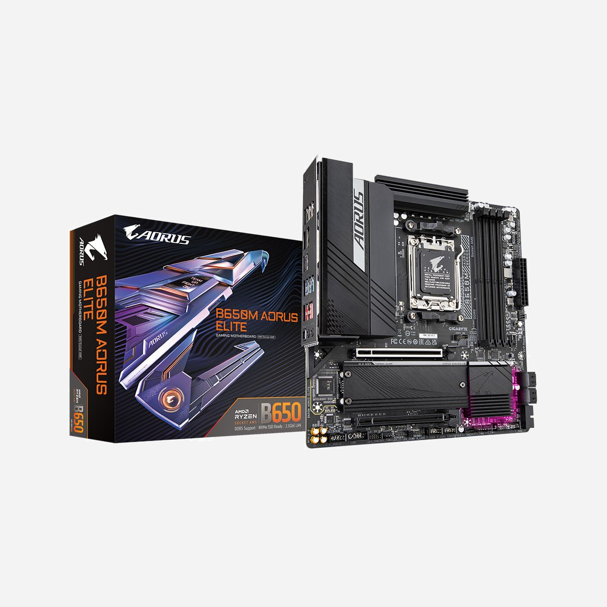 GIGABYTE B650M AORUS ELITE : Carte mère AMD AM5, DDR5 jusqu'à 8000MHz, 2xPCIe M.2 (1x Gen5, 1x Gen4), LAN 2.5GbE, USB 3.2 Gen 2x2, VRM 12+2+2 phases - Améliorez votre expérience informatique avec les séries de cartes mères renommées de GIGABYTE : AORUS, AERO et GIGABYTE. Dotées de designs innovants et de fonctionnalités avancées, ces cartes offrent des performances et une fiabilité exceptionnelles. Que vous soyez un joueur, un créateur de contenu ou un professionnel, nos séries répondent à vos besoins, en garantissant une qualité sans compromis et une technologie de pointe.