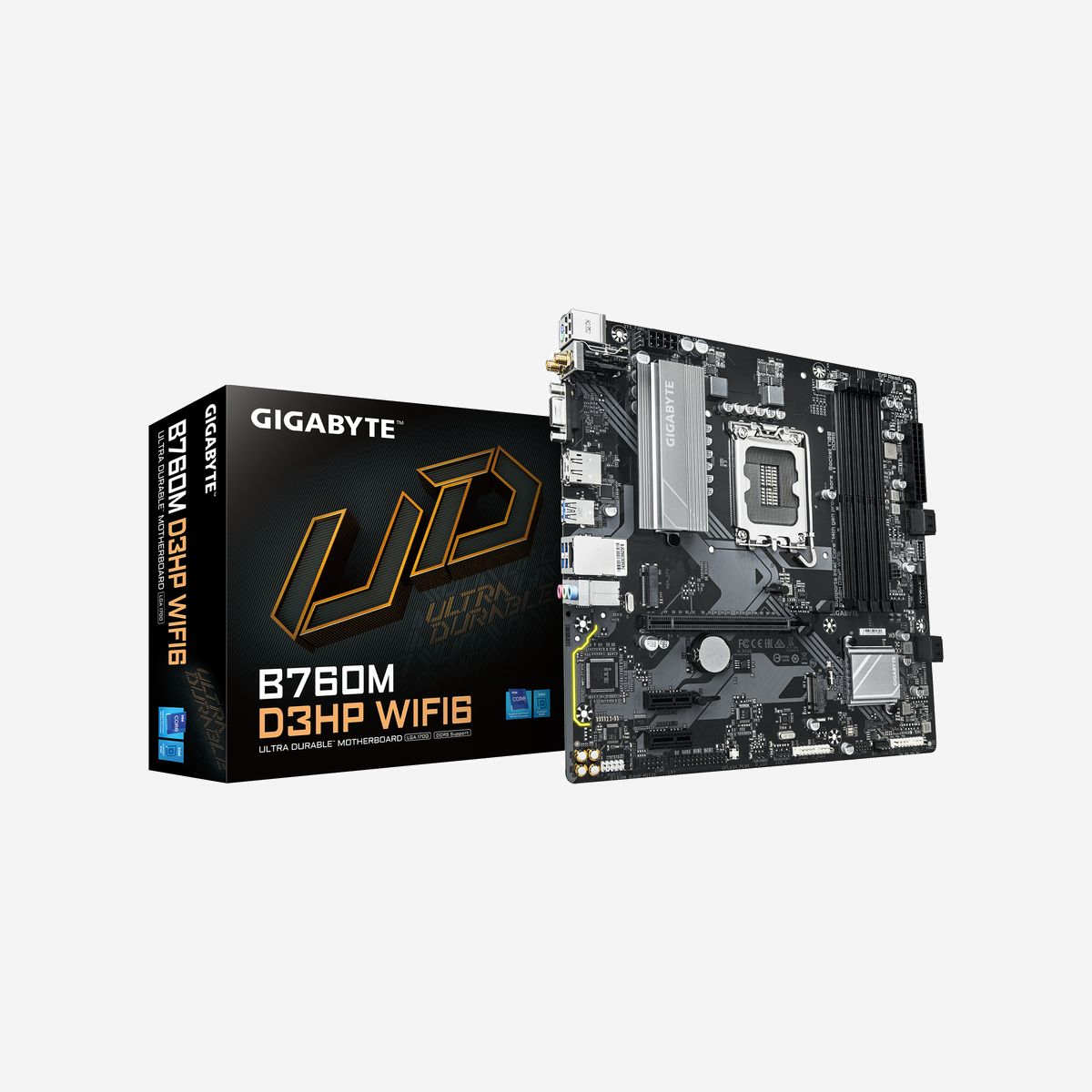 GIGABYTE B760M D3HP WIFI6 : Carte mère Intel LGA 1700 DDR5 5600 MHz, double M.2 PCIe 4.0, Wi-Fi 6, LAN GbE, USB 3.2 Gen 1, Chipset B760, Micro ATX - Améliorez votre expérience informatique avec les séries de cartes mères renommées de GIGABYTE : AORUS, AERO et GIGABYTE. Dotées de designs innovants et de fonctionnalités avancées, ces cartes offrent des performances et une fiabilité exceptionnelles. Que vous soyez un joueur, un créateur de contenu ou un professionnel, nos séries répondent à vos besoins, en garantissant une qualité sans compromis et une technologie de pointe.