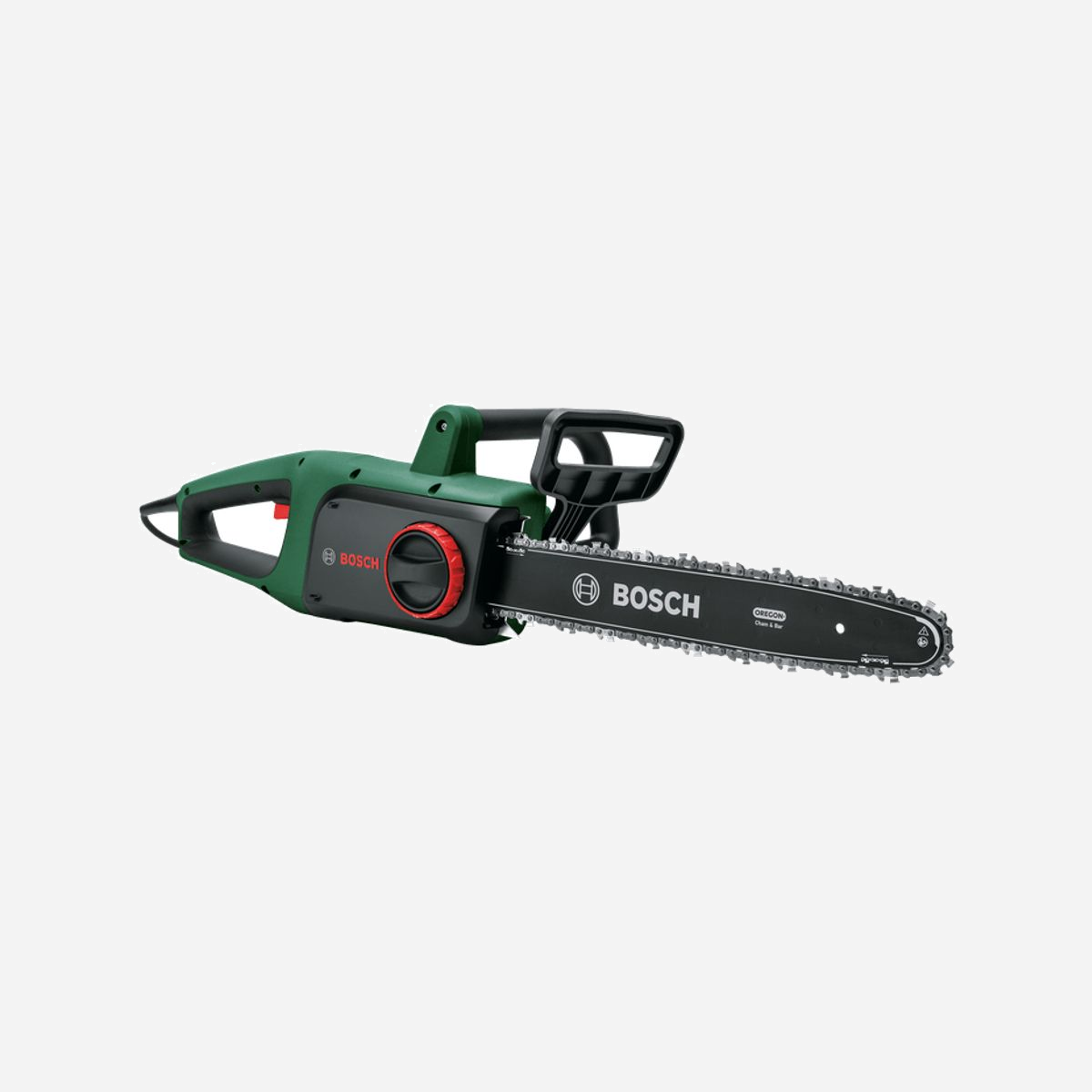 Bosch Universal Chain 40 : Tronçonneuse électrique 1800W, lame 40cm, vitesse chaîne 12m/s, SDS, vibrations 4m/s², 274x216x415mm, 4.3kg, Noir/Vert/Rouge - Bosch Universal Chain 40. longueur de lame: 40 cm, Vitesse de la chaîne: 12 m/s, Couleur du produit: Noir, Vert, Rouge. Source d'alimentation: Secteur, Puissance: 1800 W. Emission de vibration: 4 m/s², K incertitude: 1,5 m/s². Largeur: 274 mm, Hauteur: 216 mm, Longueur du produit: 415 mm