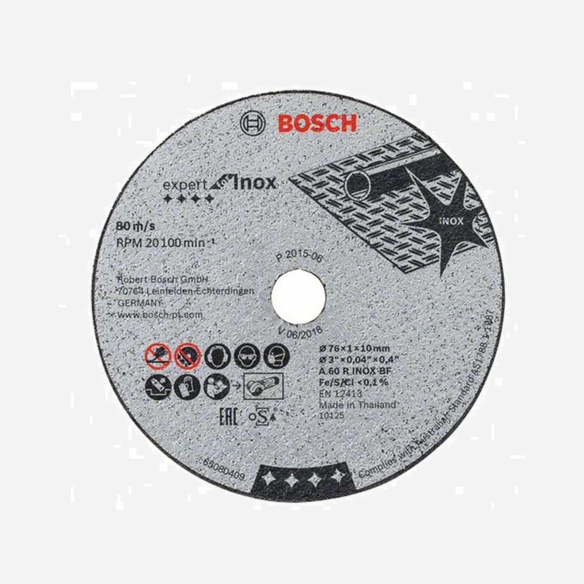 Bosch 2-608-601-520 : Lot de 5 disques à tronçonner 76mm x 1mm, alésage 10mm, pour meuleuse d'angle Bosch GWS 10.8-76 V-EC, usage sur métal. - Bosch 2 608 601 520. Type: Disque de coupe, Adapté aux matériaux: Métal, Compatibilité de marque: Bosch. Quantité: 5 pièce(s)