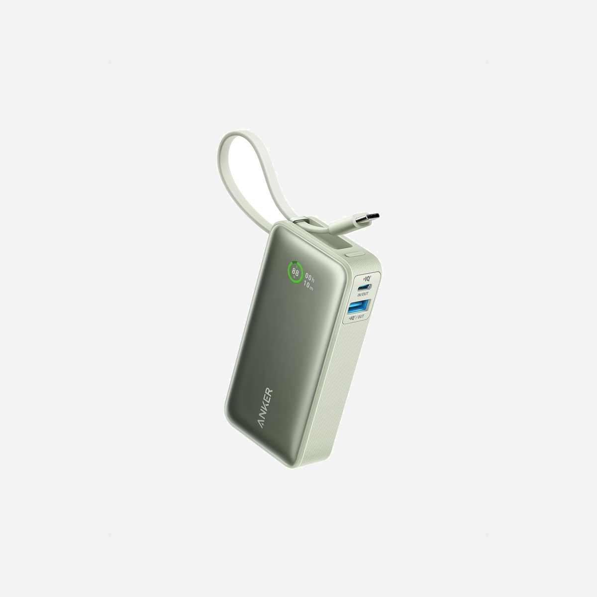 Anker A1259G61 - Batterie Externe Lithium 10000mAh 30W, 1x USB-A + 1x USB-C, Charge Rapide, Vert, 52.3x104x26mm, 215g - Anker A1259G61. Capacité de la batterie: 10000 mAh, Technologie batterie: Lithium. Ports de sortie USB de type A: 1, Quantité de ports USB de type C: 1. Puissance de sortie totale: 30 W. Couleur du produit: Vert