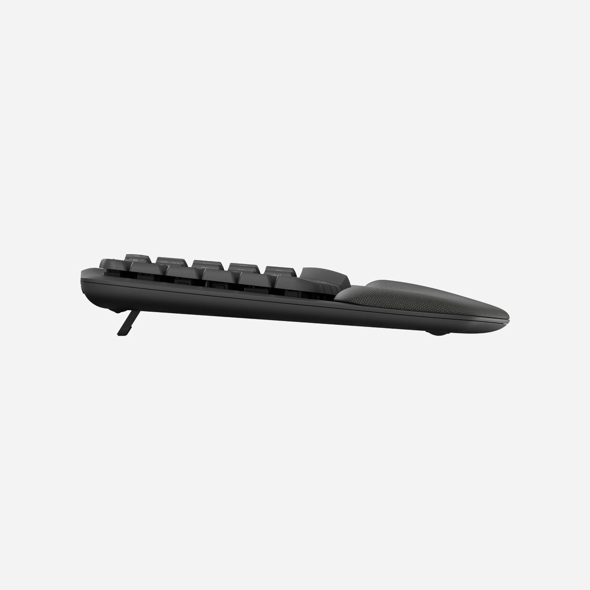 Logitech Wave Keys - Clavier Ergonomique sans Fil Graphite, QWERTY US International, RF + Bluetooth, Membrane, Repose-Poignets, Compatible Windows/macOS/Linux/Android - Logitech Wave Keys clavier ergonomique sans fil avec repose-poignets rembourré. Facteur de forme du clavier: Taille réelle (100 %). Style de clavier: Courbé. Technologie de connectivité: Sans fil, Interface de l'appareil: RF sans fil + Bluetooth, Interrupteur à clé de clavier: Clavier à membrane, Disposition des touches du clavier: QWERTY. Repose-poignets. Utilisation recommandée: Bureau. Couleur du produit: Graphite