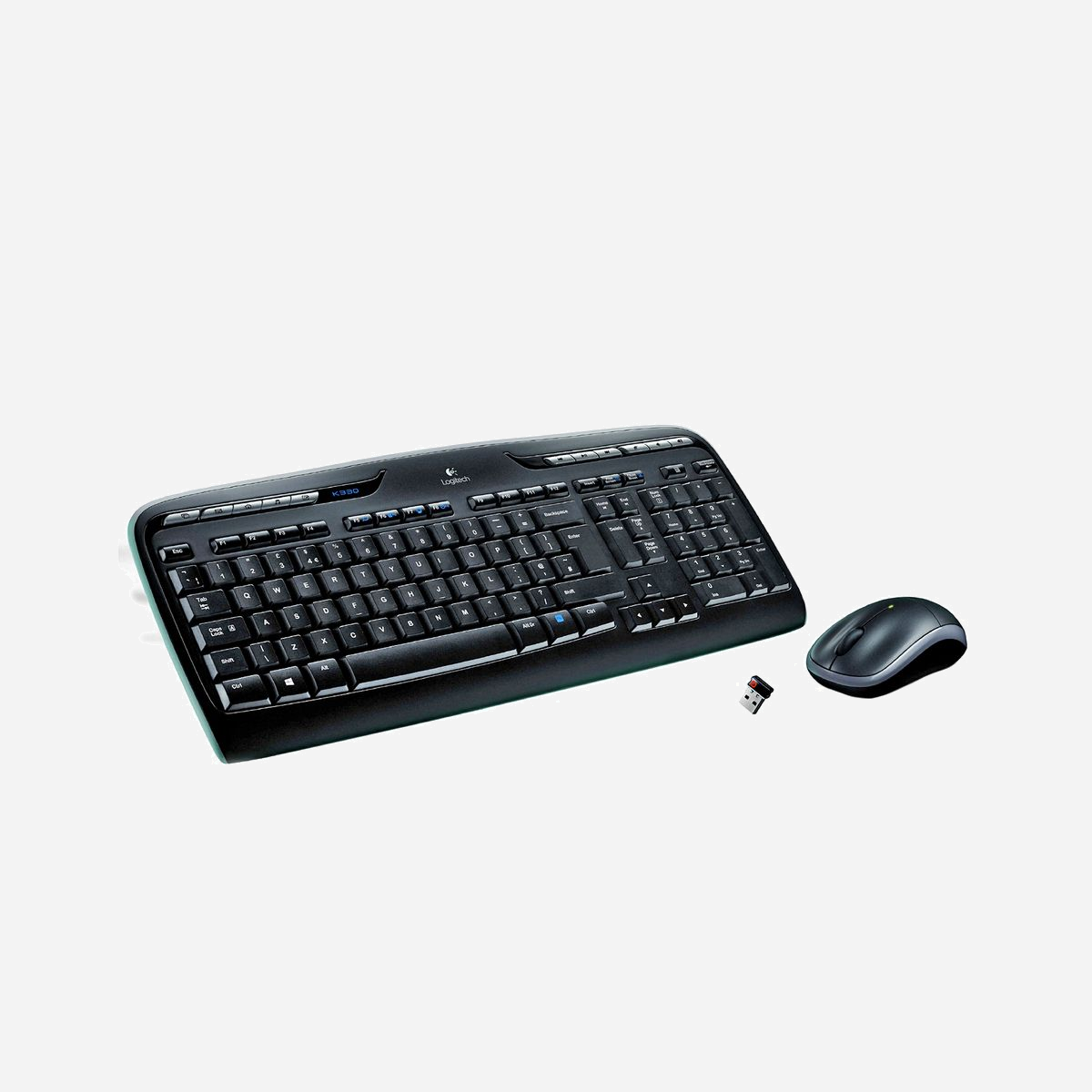 Logitech MK330 Ensemble Clavier QWERTY Espagnol et Souris sans Fil USB 2.4 GHz 1000 DPI Noir/Gris, Portée 10m, Autonomie 24/12 mois (Clavier/Souris) - Logitech Wireless Combo MK330. Facteur de forme du clavier: Taille réelle (100 %). Style de clavier: Droit. Technologie de connectivité: Sans fil, Interface de l'appareil: USB, Disposition des touches du clavier: QWERTY, Utilisation recommandée: Bureau. Couleur du produit: Noir, Gris. Souris incluse
