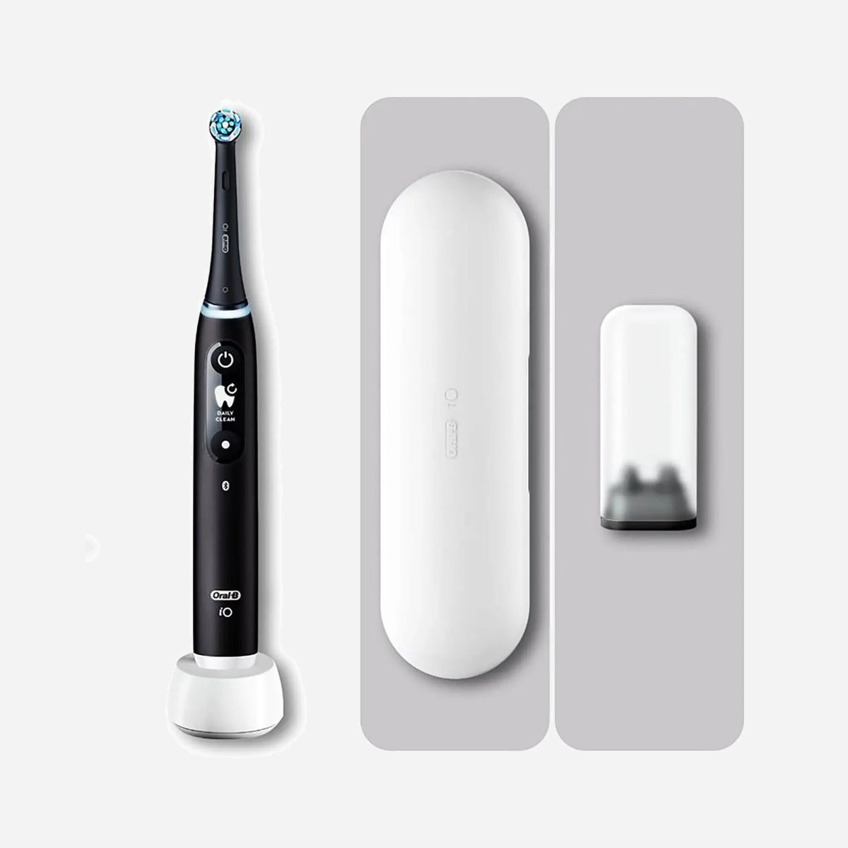 Oral-B iO Series 6 Brosse à Dents Rotative Adulte Noire - 5 Modes, Minuteur 2min, Capteur Pression, Batterie Intégrée, 1 Poignée & Brossette - Oral-B iO Series 6. Utilité: Adulte, Type de brosse à dents: Brosse à dents rotative, Modes de brossage de dents: Soin quotidien, Soins des gencives, Intense, Sensible. Source d'alimentation: Batterie, Type de batterie: Batterie intégré. Type d'emballage: Boîte. Nombre de poignées fournis: 1 pièce(s), Nombre de têtes de brossage incluses: 1 pièce(s)