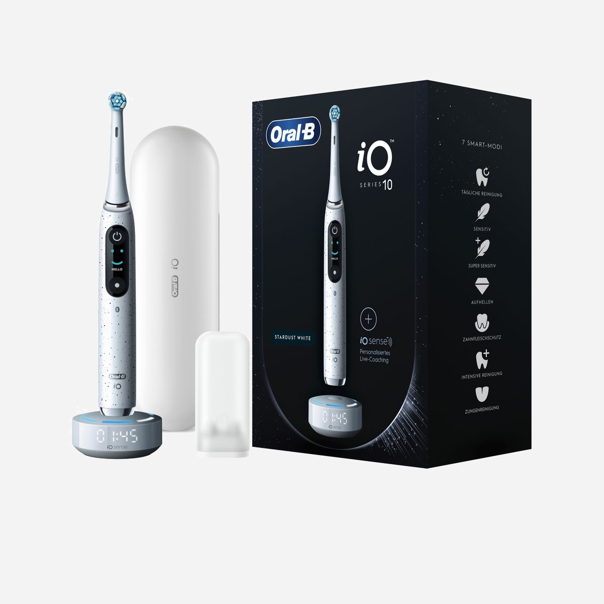 Oral-B iO Series 10 Brosse à Dents Rotative Oscillante Adulte, 7 Modes, Capteur Pression, Bluetooth, Écran LED, Batterie intégrée 3h, 1 Poignée, 1 Brosse CE - Oral-B iO Series 10. Utilité: Adulte, Type de brosse à dents: Brosse à dents rotative oscillante, Modes de brossage de dents: Soin quotidien, Nettoyage en profondeur, Soins des gencives, Sensible, Blanchiment. Source d'alimentation: Batterie, Type de batterie: Batterie intégré, Temps de rechargement de la batterie: 3 h. Type d'emballage: Boîte. Nombre de poignées fournis: 1 pièce(s), Nombre de têtes de brossage incluses: 1 pièce(s). Certificats de conformité: CE
