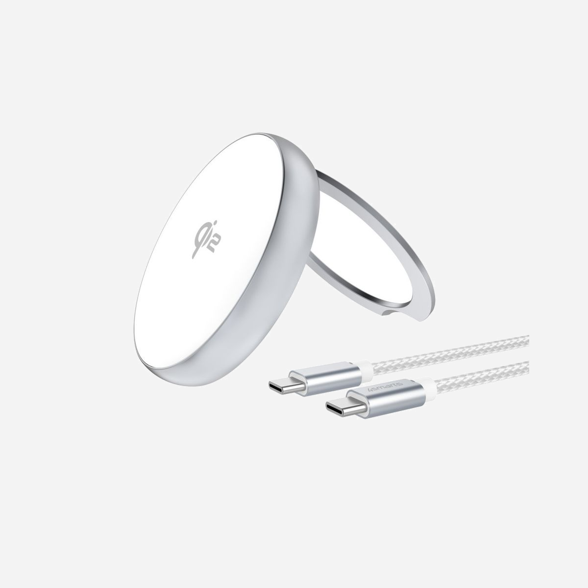 4smarts Chargeur Induction Qi2 Universel 15W Argent USB-C, Compatible MagSafe, iPhone 12-15, avec Câble 0.2m, ABS/Aluminium, 5V 3A - 4smarts Qi2. Type de chargeur: Intérieure, Type de source d'alimentation: USB, Compatibilité de chargeur: Universel. Tension d'entrée: 5 V, Tension de sortie (max): 5 V. Quantité de ports USB de type C: 1, Recharge sans fil, Charge rapide. Longueur de câble: 0,2 m, Couleur du produit: Argent