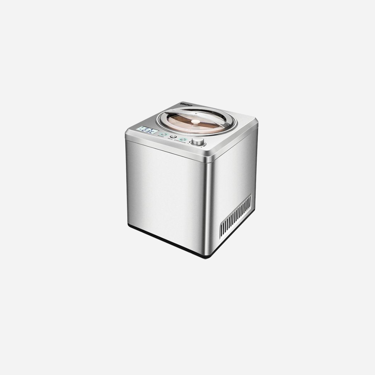 Unold 48872 Sorbetière à Compresseur 2L, 180W, Cuve et Boîtier en Acier Inoxydable, Ecran LCD, Minuterie 60 min, Gaz réfrigérant R600a - Unold 48872. Type de produit: Compresseur pour sorbetière, Capacité du bol: 2 L, Nombre de bols: 1 bols. Largeur: 275 mm, Profondeur: 315 mm, Hauteur: 357 mm. Puissance: 180 W, Tension d'entrée AC: 220-240 V, Fréquence d'entrée AC: 50 Hz. Type de crème glacée: Glace, Sorbet. Largeur du colis: 384 mm, Profondeur du colis: 323 mm, Hauteur du colis: 425 mm