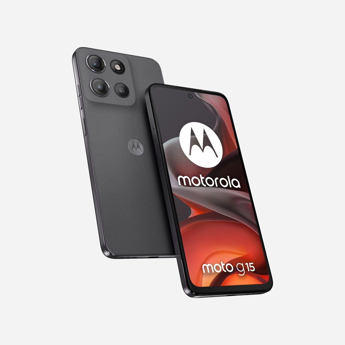 Motorola moto g15 Gris - Écran 6.72" FHD+ 60Hz, MediaTek Helio G81 Extreme, 8Go RAM, 256Go, Double SIM 4G, Android 15, Batterie 5200mAh - <b>Plus grand. Plus éclatant. Plus lumineux.</b><br>Le moto g15 vous offre le meilleur du divertissement cinématographique. Regardez vos émissions et films préférés sur un écran Full HD+ ultra net et lumineux de 6,72", même en plein soleil. Plongez dans un son multidirectionnel grâce aux puissants haut-parleurs stéréo avec Bass Boost et Dolby Atmos®. Capturez des photos magnifiquement détaillées avec l’appareil photo de 50 MP(1), éliminant les barres disgracieuses dues aux sources de lumière artificielle. Rechargez rapidement votre smartphone grâce au chargeur TurboPower™(2) et profitez d’une autonomie prolongée avec une batterie de 5 200 mAh. Le cuir vegan lui confère un style haut de gamme et son design résistant aux éclaboussures(3) et le verre Corning® Gorilla® Glass 3 renforcent sa protection. Bénéficiez de performances rapides et d’une grande capacité de stockage pour ne jamais être à court d’espace pour vos divertissements. Vivez chaque jour plus intensément avec le moto g15.
