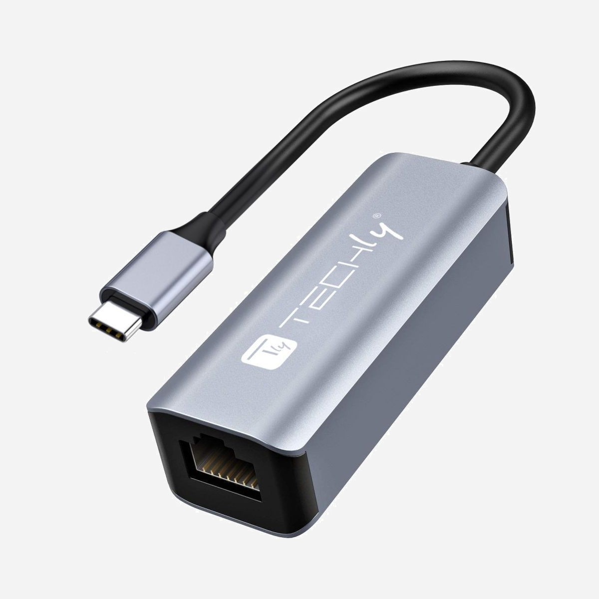 Techly IDATA-USB-ETGIGA-CA : Station d'accueil USB 3.2 Gen 1 Type-C, Ethernet Gigabit, Aluminium Noir/Argent, Câble 0.137m, Windows/macOS/Linux, 66.8x25x17.8mm - Techly IDATA USB-ETGIGA-CA. Technologie de connectivité: Avec fil, Interface de l'hôte: USB 3.2 Gen 1 (3.1 Gen 1) Type-C. LAN Ethernet : taux de transfert des données: 10,100,1000 Mbit/s. Couleur du produit: Noir, Argent, Matériau du boîtier/corps: Aluminium. Type de source d'alimentation: USB, Longueur du câble USB: 0,137 m. Prise en charge du système d'exploitation Windows: Windows 10, Windows 11, Windows 8, Oui