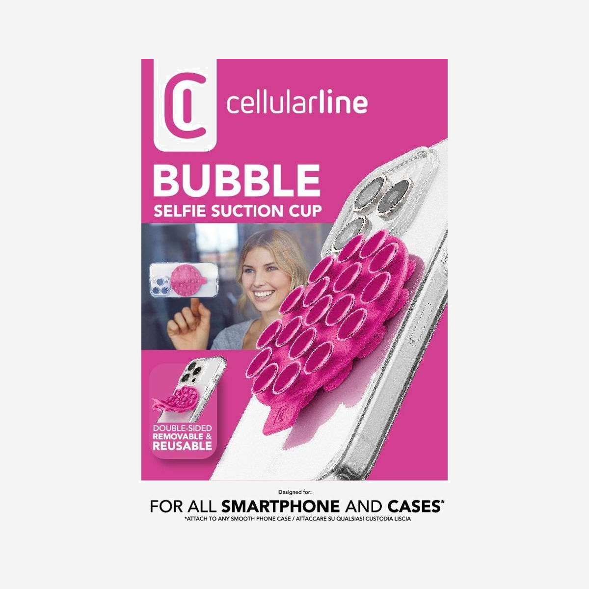 Cellularline SELFIESUCTIONCUP Support Passif Smartphone/Mobile Ventouse Silicone Rose, Orientation Horizontale/Verticale, Dimensions 77x66mm, Poids 38g - Cellularline 8018080483295. Type d'appareil mobile: Mobile/smartphone, Type: Support passif, Usage adapté: Universel, Couleur du produit: Rose