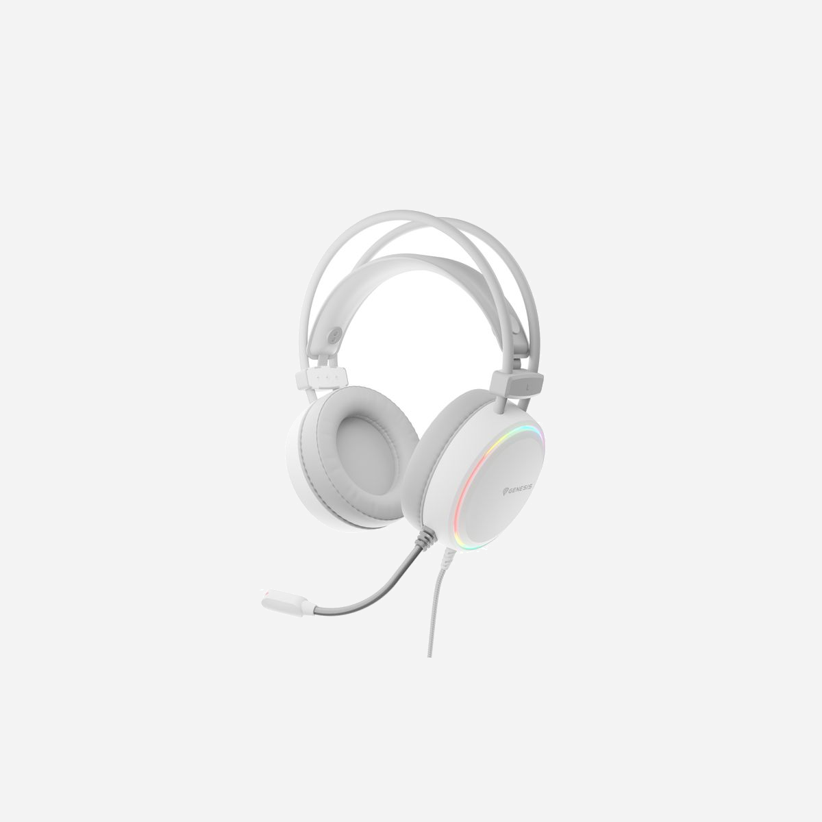 Casque Gaming Filaire GENESIS Neon 613 Blanc, Arceau Circum-Aural, USB Type-A, Jack 3.5mm, Rétroéclairage Multicolore, HP 50mm, 20-20000Hz, Micro Boom - GENESIS Neon 613. Type de produit: Casque. Technologie de connectivité: Avec fil. Utilisation recommandée: Jouer. Fréquence des écouteurs: 20 - 20000 Hz. Longueur de câble: 2,2 m. Poids: 360 g. Couleur du produit: Blanc