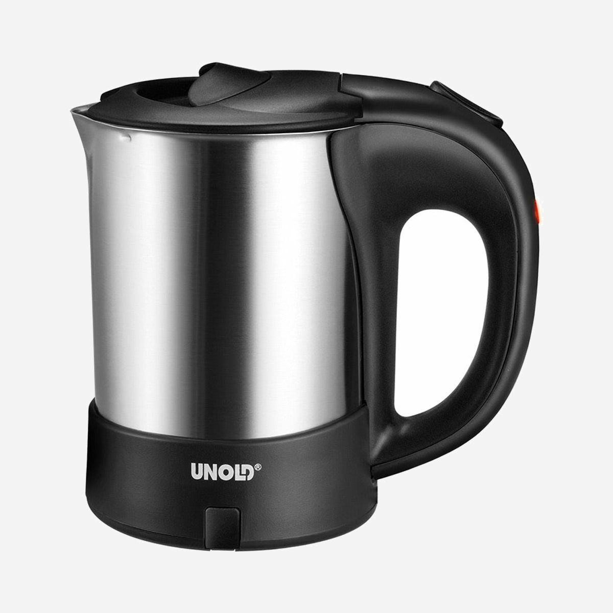 Bouilloire Unold 18575 0.5L 1000W Noir/Inox: Corps en plastique et acier inoxydable, indicateur niveau d'eau, arrêt automatique, 120/230V, 50/60Hz - Unold 18575. Capacité du réservoir d'eau: 0,5 L. Puissance: 1000 W. Couleur du produit: Noir, Acier inoxydable, Matériau du boîtier/corps: Plastique, Acier inoxydable, Indicateur de niveau d'eau
