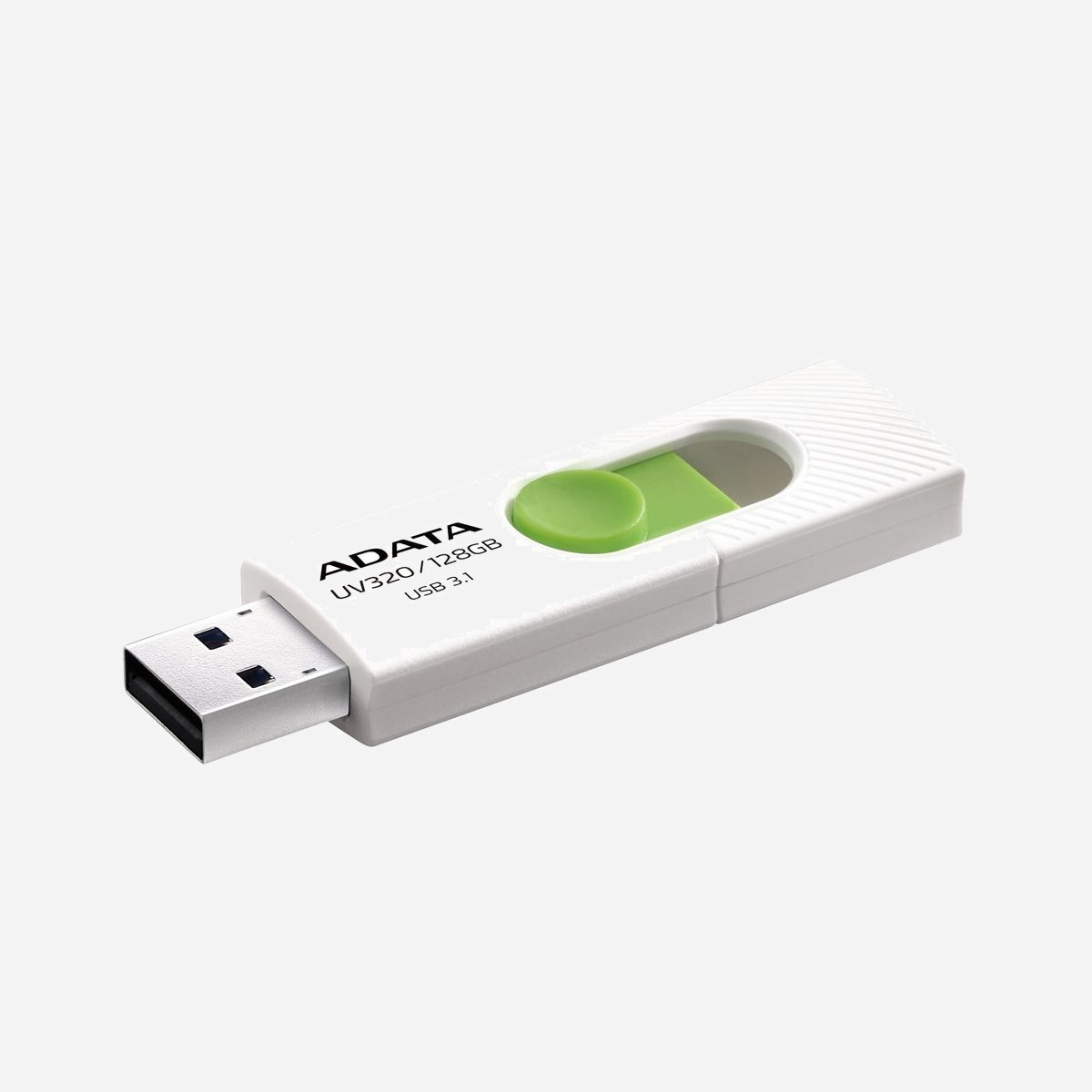 ADATA UV320 128Go USB Type-A 3.2 Gen 1 Vert/Blanc - Compatible Windows, macOS, Linux - Format Slide - Dimensions 55x19.5x10.2mm - 7.9g - ADATA UV320. Capacité: 128 Go, Interface de l'appareil: USB Type-A, Version USB: 3.2 Gen 1 (3.1 Gen 1). Format: Slide. Poids: 7,9 g. Couleur du produit: Vert, Blanc