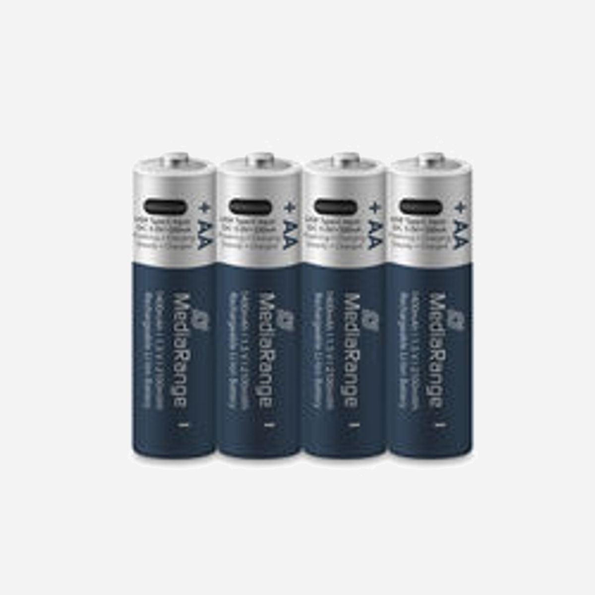 MediaRange MRBAT161 : Pack de 4 Piles AA Rechargeables Li-Ion 1.5V 1400mAh, Temps de Recharge 2h, 1200 Cycles, Poids 18g, Conditionnement Blister - MediaRange MRBAT161. Type de batterie: Batterie rechargeable, Taille(s) de la batterie: AA, Technologie batterie: Lithium-Ion (Li-Ion). Poids: 18 g. Type d'emballage: Blister