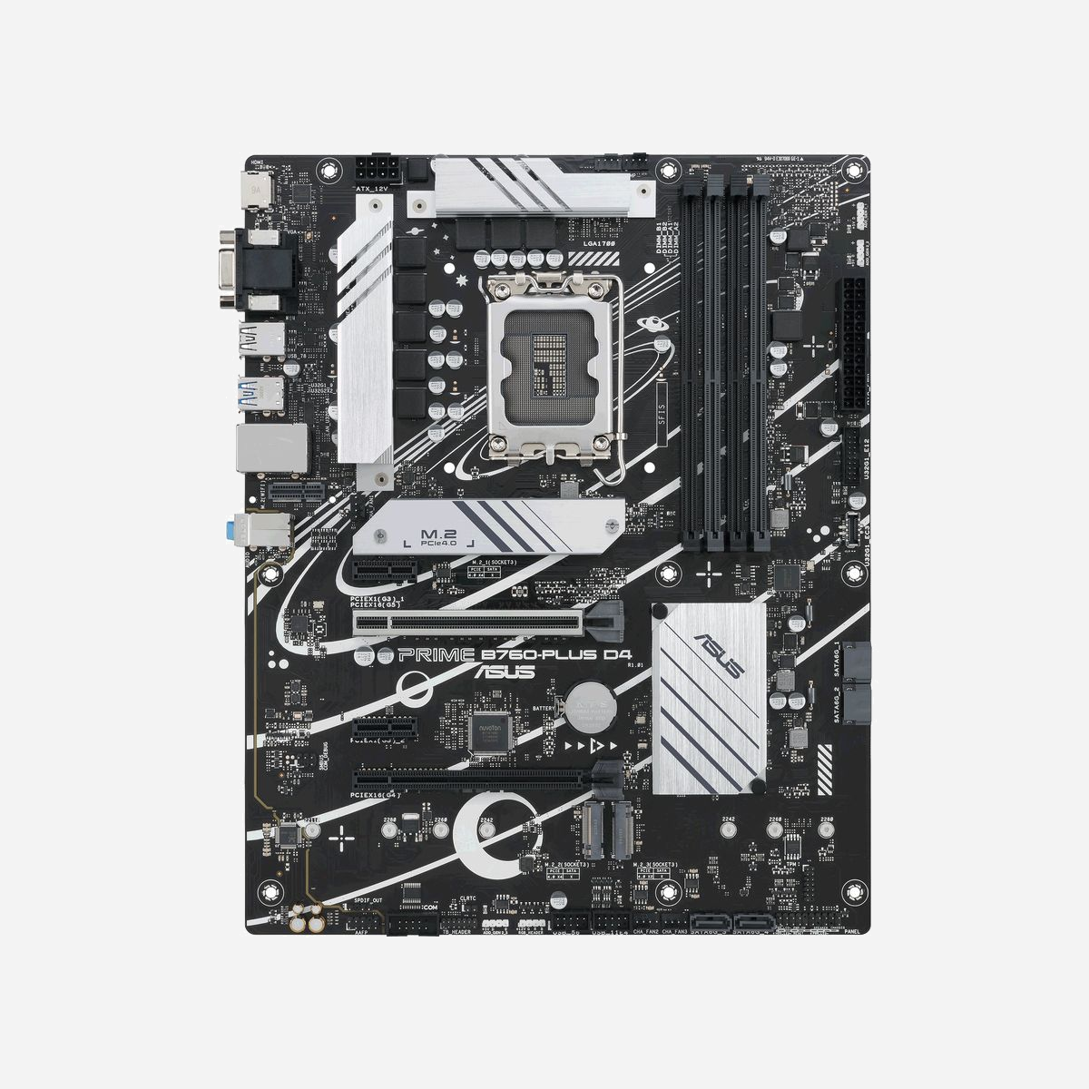 ASUS PRIME B760-PLUS D4 : Carte mère ATX Intel B760, Socket LGA 1700, DDR4 jusqu'à 128Go 5066MHz, 3x M.2, 4x SATA III, 2.5GbE Ethernet, USB 3.2 Gen 2, Support Windows 10/11 - ASUS PRIME B760-PLUS D4. Fabricant de processeur: Intel, Socket de processeur (réceptable de processeur): LGA 1700, Processeurs compatibles: Intel® Celeron®, Intel® Core™ i3, Intel® Core™ i5, Intel® Core™ i7, Intel® Core™ i9,.... Types de mémoire pris en charge: DDR4-SDRAM, Mémoire interne maximale: 128 Go, Type de support (slot): DIMM. Interfaces de lecteur de stockage prises en charge: M.2, SATA III, Types de lecteurs de stockage pris en charge: HDD & SSD, Niveaux RAID: 0, 1, 5, 10. Type d'interface Ethernet: 2.5 Gigabit Ethernet. composant pour: PC, Elément de forme de carte mère: ATX, famille de composant de produits: Intel