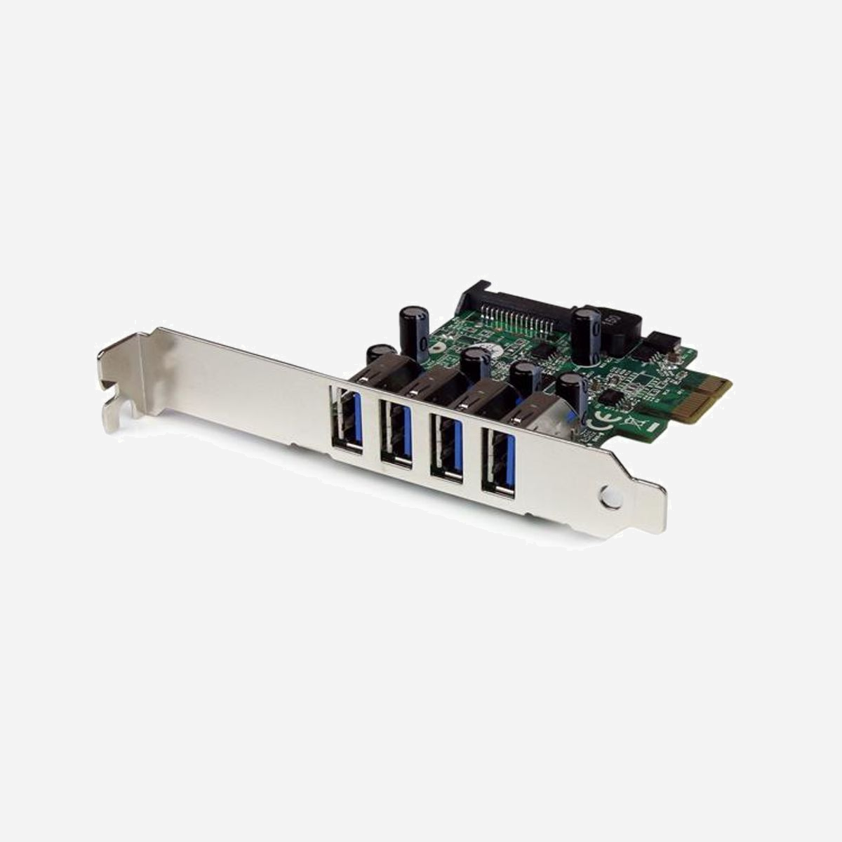 StarTech.com Carte Contrôleur PCIe USB 3.2 Gen 1 4 Ports (5Gbps) avec UASP, Alimentation SATA, Chipset NEC uPD720201, Compatible Windows/Server - Permet d'ajouter 4 ports USB 3.2 Gen 1 (5Gbps) externes à un ordinateur à faible encombrement ou standard via PCI Express<br/><br/>La carte PCI Express USB 3.2 Gen 1 PEXUSB3S4V (avec alimentation SATA) ajoute 4 ports USB 3.2 Gen 1 externes à tout ordinateur compatible PCI Express avec la prise en charge de vitesses de transfert pouvant atteindre 5 Gb/s, tout en étant rétrocompatible avec les périphériques USB 2.0/1.x.<br/><br/>Amélioré avec UASP (USB Attached SCSI Protocol), ce contrôleur USB 3.2 Gen 1 est 70 % plus rapide qu'un port USB 3.2 Gen 1 conventionnel lorsqu'il est couplé à un boîtier avec prise en charge UASP (Remarque : UASP nécessite un système d'exploitation compatible). Utilisant un protocole plus efficace que le traditionnel USB BOT (stockage de masse « Bulk-Only Transport »), UASP optimise le transfert en permettant le traitement simultané de plusieurs commandes, augmentant ainsi de manière significative les vitesses de transfert. Pour en savoir plus, consultez les résultats de test UASP ci-dessous.<br/><br/>La carte utilise une configuration de ports verticale, qui permet aux quatre ports USB 3.2 Gen 1 d'être en façade, tout en facilitant son installation dans un ordinateur compact/faible encombrement grâce au support faible encombrement inclus.<br/><br/>En outre, avec un connecteur d'alimentation SATA intégré, chaque port USB peut fournir jusqu'à 900 mA aux périphériques alimentés par un bus hôte (500 mA pour l'USB 2.0) en étant connecté à l'alimentation de votre ordinateur.<br/><br/>Rendement amélioré grâce à UASP<br/><br/>UASP est pris en charge sous Windows® 8 et Server 2012. Lors des tests, UASP a fonctionné avec des vitesses de lecture et d'écriture respectivement 70 % et 40 % plus rapides qu'une technologie USB 3.2 Gen 1 traditionnelle au meilleur de ses performances.<br/><br/>Dans les mêmes conditions, UASP affiche une réduction jusqu'à 80 % des ressources exigées du processeur.<br/><br/>Le test a été effectué avec un système Intel® Ivy Bridge, des cartes USB 3.2 Gen 1 StarTech.com supplémentaires, un boîtier StarTech.com avec UASP et un lecteur à état solide SATA III.<br/><br/>The StarTech.com Advantage<br/>