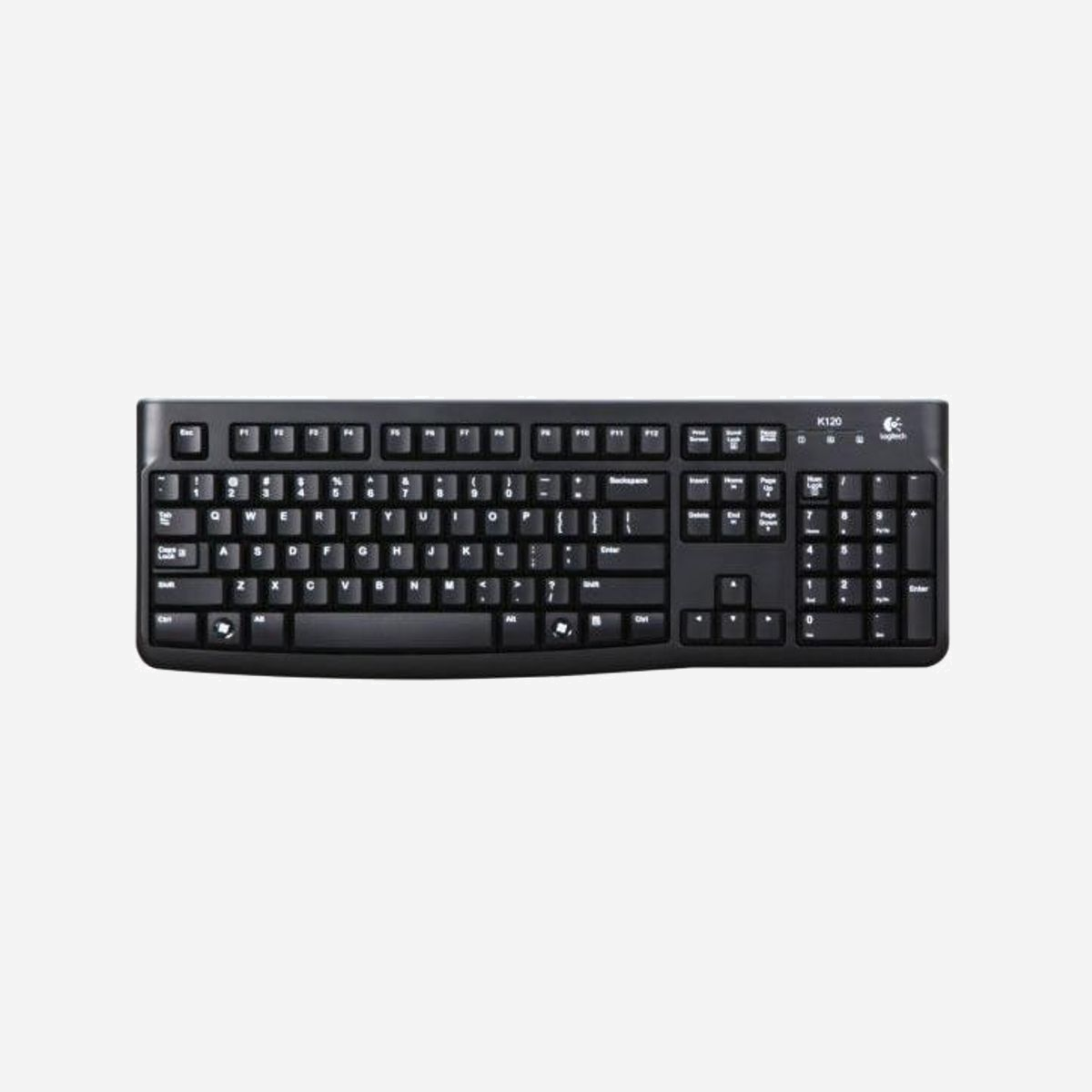 Clavier USB Logitech K120 for Business - Disposition Nordique - Filaire - Longueur câble 1.5m - Droit, Taille Réelle (100%) - Noir - Compatible Windows, Linux - Logitech Keyboard K120 for Business. Facteur de forme du clavier: Taille réelle (100 %). Style de clavier: Droit. Technologie de connectivité: Avec fil, Interface de l'appareil: USB. Longueur de câble: 1,5 m. Couleur du produit: Noir