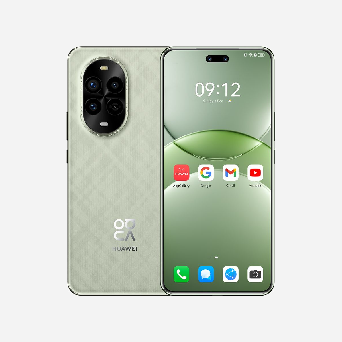 Huawei Nova 13 Pro Vert 6.76" OLED 120Hz 12Go RAM 512Go Stockage 50MP Triple Caméra 4G Double SIM 5000mAh EMUI 14.2 Android - Huawei Nova 13 Pro. Taille de l'écran: 17,2 cm (6.76"), Résolution de l'écran: 2776 x 1224 pixels. Capacité de la RAM: 12 Go, Capacité de stockage interne: 512 Go. Résolution de la caméra arrière (numerique): 50 MP, Type de caméra arrière: Trois modules photo. Capacité de la carte SIM: Double SIM. Capacité de la batterie: 5000 mAh. Couleur du produit: Vert. Poids: 209 g