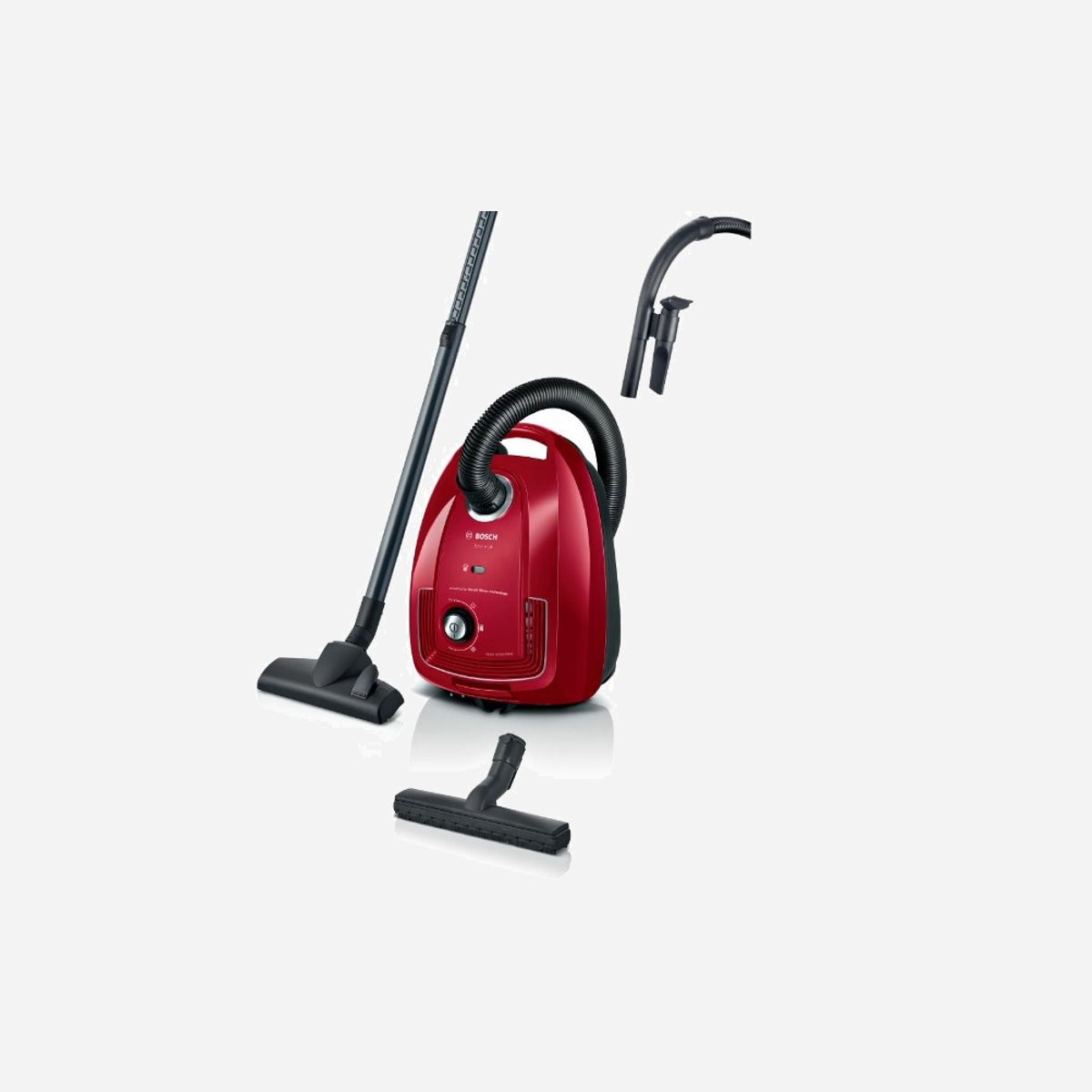 Bosch Serie 4 BGD38RD1H Aspirateur sans Sac 4L 600W Rouge, Aspiration Sèche, Filtre Micro, Niveau Sonore 79dB, Rayon d'Action 10m - Bosch Serie 4 BGD38RD1H. Puissance d'alimentation max.: 600 W. Type: Aspirateur sans sac, Type de nettoyage: Sec, Type de conteneur à poussière: Sac à poussière, Capacité poussière: 4 L. Aspirateur à air filtrant: Micro, Technologie d'aspiration: Filtrage, Niveau sonore: 79 dB. Couleur du produit: Rouge
