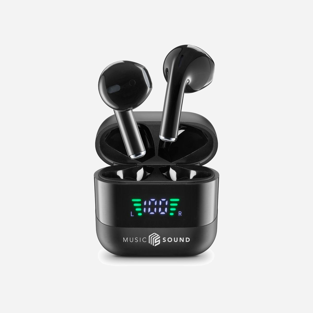 Music Sound BTMSTWSSPARKK : Écouteurs intra-auraux Bluetooth 5.3 Noir, autonomie 6h (30h avec boîtier), microphone intégré, USB Type-C, 68g - Music Sound 8018080488603. Type de produit: Casque. Technologie de connectivité: Sans fil, Bluetooth. Utilisation recommandée: Appels/Musique, Longueur de câble: 0,15 m. Poids: 68 g. Couleur du produit: Noir