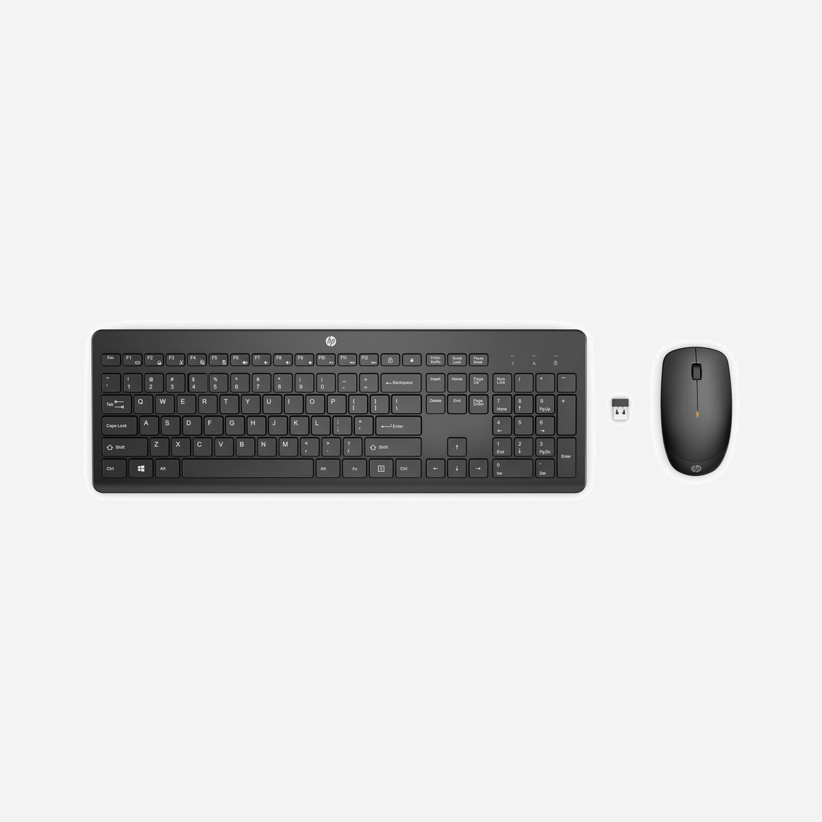 HP Ensemble Clavier et Souris sans Fil 235 - Clavier membrane 100% RF 2.4GHz - Souris optique 1600 DPI 3 boutons - Windows 10/11 - Noir (1Y4D0UT#ABB) - Un confort silencieux<br>Découvrez un ensemble clavier et souris à la fois élégant, confortable et silencieux. Maintenant, vous serez plus efficace que jamais sans le moindre bruit. Et avec des raccourcis clavier et des batteries à grande autonomie, vous resterez productif toute la journée.