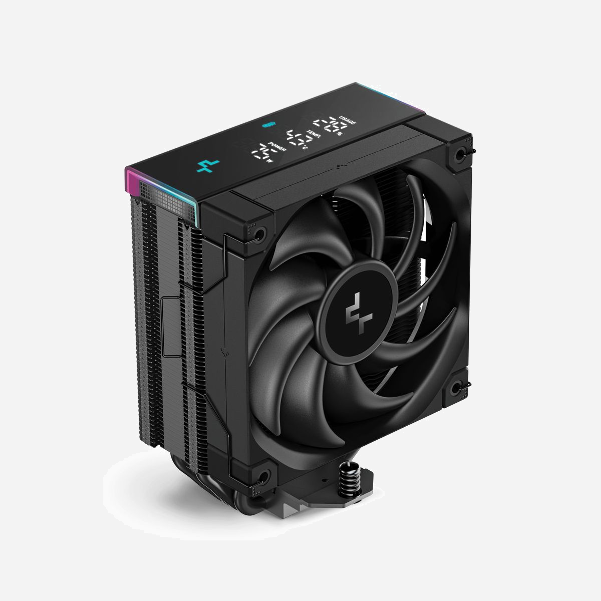 DeepCool AK400 Digital PRO - Refroidisseur d'air CPU 12cm - Socket LGA 115x/1200/1700 AM4/AM5 - 4 Caloducs - PWM 500-1750tr/min - 25dB(A) - Noir - DeepCool AK400 Digital PRO. Type: Refroidisseur d'air, Diamètre du ventilateur: 12 cm, Pression d'air maximale: 2,91 mmH2O. Largeur: 97 mm, Profondeur: 126 mm, Hauteur: 156 mm. Couleur du produit: Noir