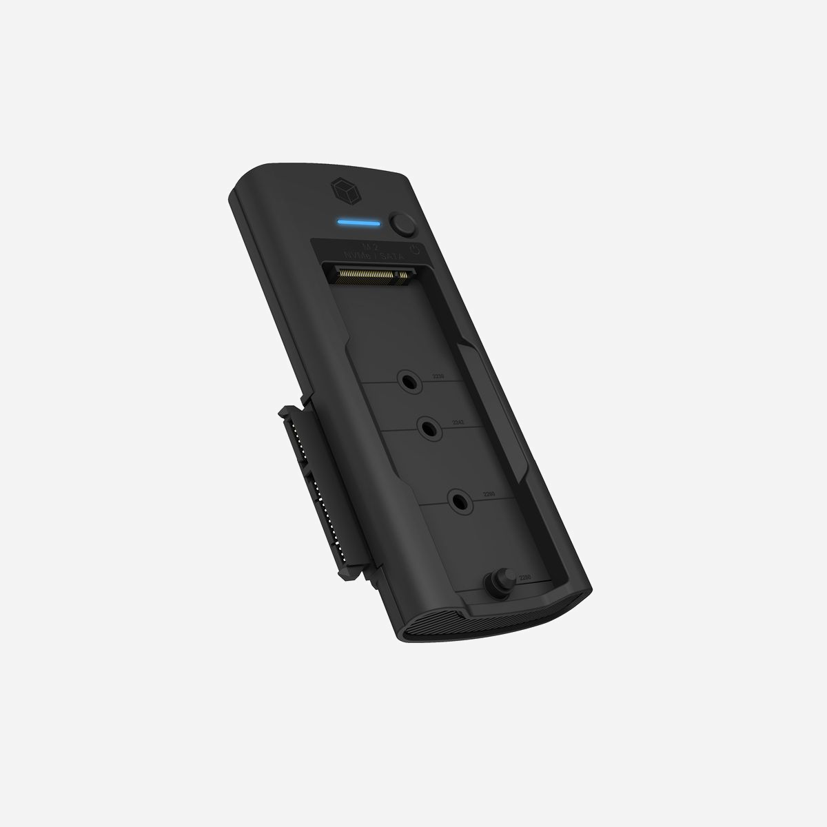 ICY BOX IB-180MS-C31 Boîtier Externe USB 3.2 Gen 2 Type-C pour SSD/HDD M.2 & SATA III, 10 Gbit/s, Noir, Support UASP, Compatible Windows/macOS/Linux - ICY BOX IB-180MS-C31. Type de support de stockage: HDD, SSD, D'interface pour unité de stockage: M.2, Série ATA III, Tailles de disque de stockage pris en charge: M.2. Interface de l'hôte: USB 3.2 Gen 2 (3.1 Gen 1) Type-C. Couleur du produit: Noir, Matériel: Plastique, Taux de transfert de données maximal: 10 Gbit/s. Tension de sortie: 12 V. Largeur: 55 mm, Profondeur: 113 mm, Hauteur: 15 mm