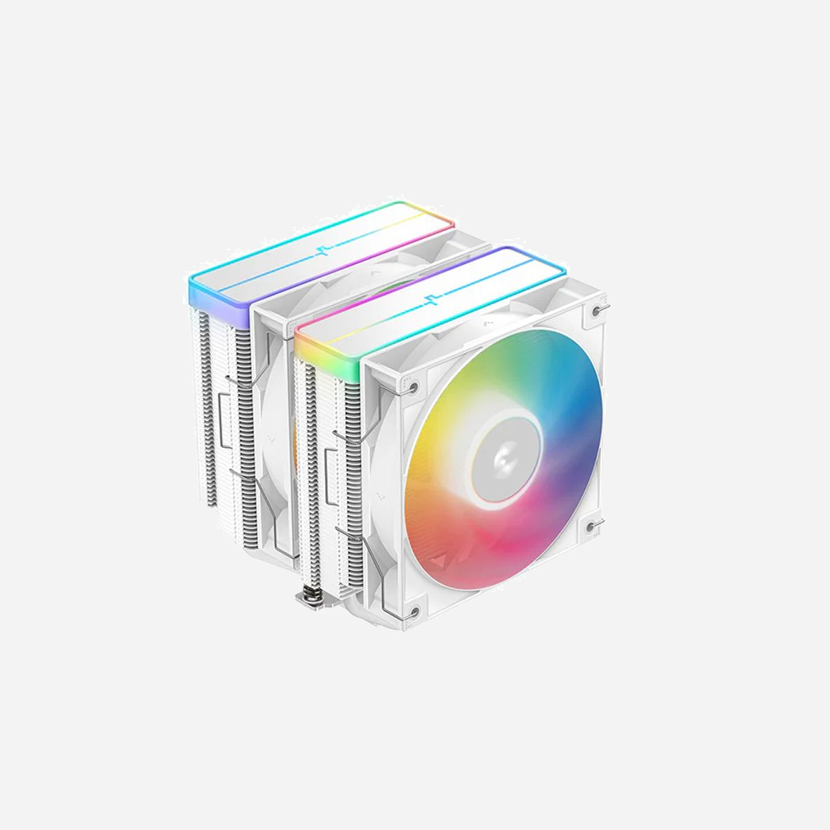 DeepCool AG620 WH ARGB V2 Refroidisseur d'air CPU 12cm, 2 ventilateurs, 6 caloducs, 270-2145 tr/min, 29.4dB, 67.88 CFM, sockets Intel/AMD - DeepCool AG620 WH ARGB V2. Type: Refroidisseur d'air, Diamètre du ventilateur: 12 cm. Largeur: 136 mm, Profondeur: 129 mm, Hauteur: 161 mm. Couleur du produit: Blanc