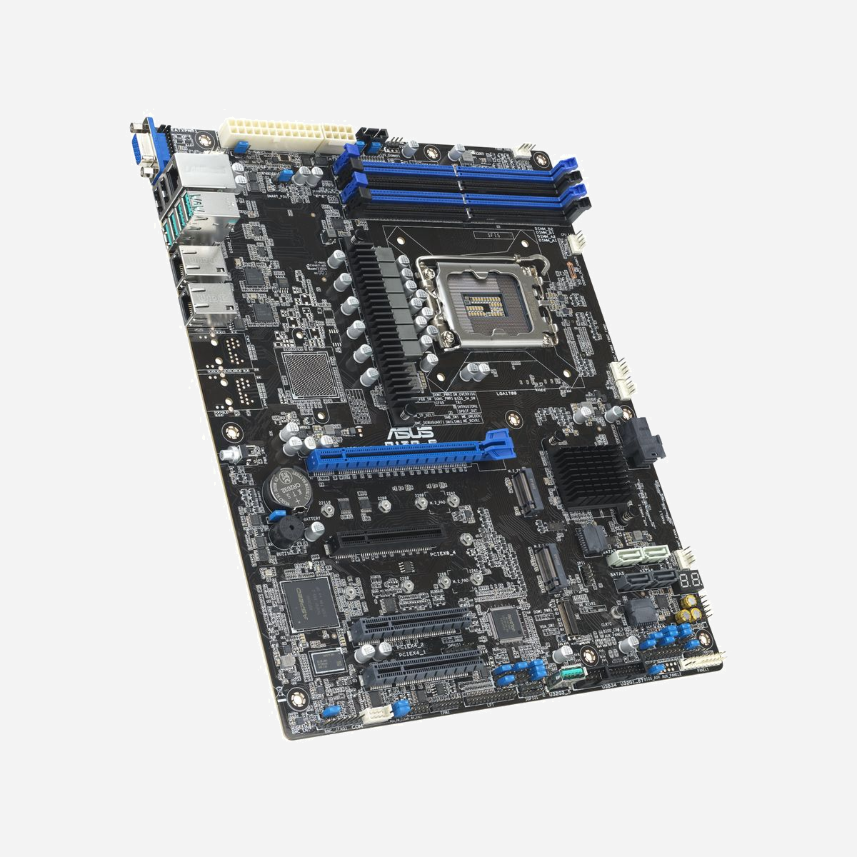 ASUS P13R-E - Carte mère serveur ATX - Intel C266, Socket LGA 1700, DDR5-SDRAM 128Go max, SATA III & PCI Express 4.0, Gigabit Ethernet - ASUS P13R-E. Fabricant de processeur: Intel, Socket de processeur (réceptable de processeur): LGA 1700, Processeurs compatibles: Intel® Pentium®, Intel Xeon E. Types de mémoire pris en charge: DDR5-SDRAM, Mémoire interne maximale: 128 Go, Type de support (slot): DIMM. Interfaces de lecteur de stockage prises en charge: PCI Express 4.0, SATA III, Types de lecteurs de stockage pris en charge: HDD & SSD. Type d'interface Ethernet: Gigabit Ethernet. composant pour: Serveur, Elément de forme de carte mère: ATX, famille de composant de produits: Intel