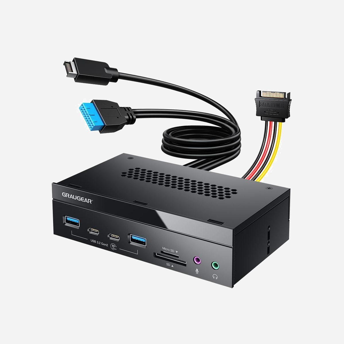 GRAUGEAR G-MP03CR-AU Hub 10000 Mbit/s, 2x USB 3.2 Gen 1 Type-A, 2x USB 3.2 Gen 1 Type-C, Lecteur SD/MicroSD, Jack 3.5mm, Câble 0.65m, 148x86x41mm - GRAUGEAR G-MP03CR-AU. Interfaces Hub: 3ˌ5mm, USB 3.2 Gen 1 (3.1 Gen 1) Type-A, USB 3.2 Gen 1 (3.1 Gen 1) Type-C, Cartes mémoire compatibles: MicroSD (TransFlash), SD. Taux de transfert de données: 10000 Mbit/s, Longueur de câble: 0,65 m. Largeur: 148 mm, Profondeur: 86 mm, Hauteur: 41 mm