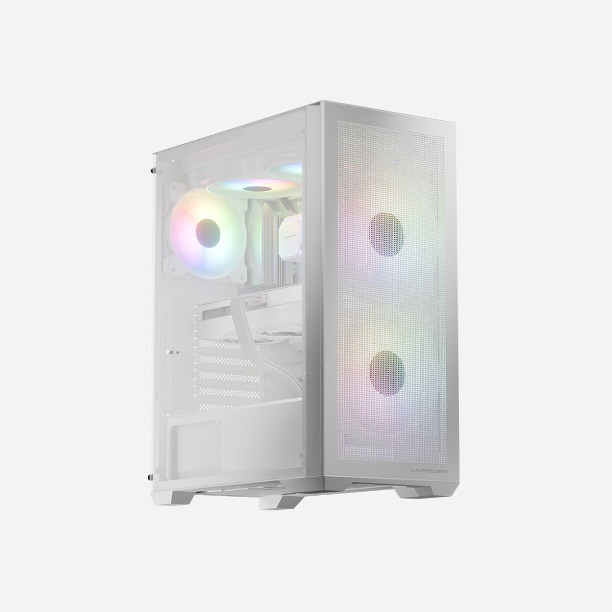 LC-Power LC-717W-ON Boîtier PC Midi Tower Blanc, ATX/microATX/Mini-ITX, 3x3.5", 4x2.5", 1x USB 3.2 Gen 1 Type-A, 1x USB 3.2 Gen 2 Type-C, Métal/Plastique/Verre Trempé - LC-Power LC-717W-ON. Format: Midi Tower, Type: PC, Couleur du produit: Blanc. Emplacement d'alimentation: Bord, Facteurs de forme d'alimentation pris en charge: ATX. Prise en charge des diamètres des ventilateurs avants: 120,140 mm, Pris en charge des diamètres des ventilateurs supérieurs: 120,140 mm, Pris en charge des diamètres des ventilateurs inférieurs: 120 mm. Tailles de disques durs supportées: 2.5", Facteur de forme SSD: 3.5". Largeur: 202 mm, Profondeur: 377 mm, Hauteur: 447 mm