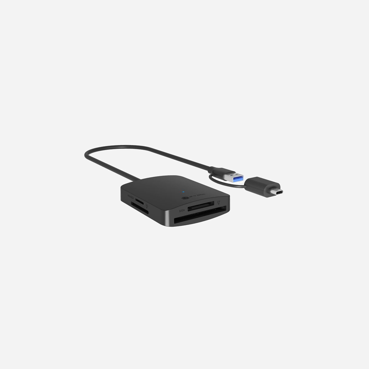 Lecteur Cartes Mémoire ICY BOX IB-CR302-CU3 USB 3.2 Gen 1 Type-A - CF, MS Duo/PRO, SD/HC/XC, MicroSD/HC/XC - Adaptateur USB-C inclus - Noir - ICY BOX IB-CR302-CU3. Cartes mémoire compatibles: CF, MS Duo, MS PRO, MS PRO Duo, MicroSD (TransFlash), MicroSDHC, MicroSDXC, SD, SDHC, SDXC, Couleur du produit: Noir, Taux de transfert de données: 5000 Mbit/s. Interface: USB 3.2 Gen 1 (3.1 Gen 1) Type-A. Largeur: 55 mm, Profondeur: 660 mm, Hauteur: 15 mm. Quantité: 1 pièce(s), Poids du paquet: 160 g. Adaptateurs d'interface inclus: USB Type-C - USB Type A
