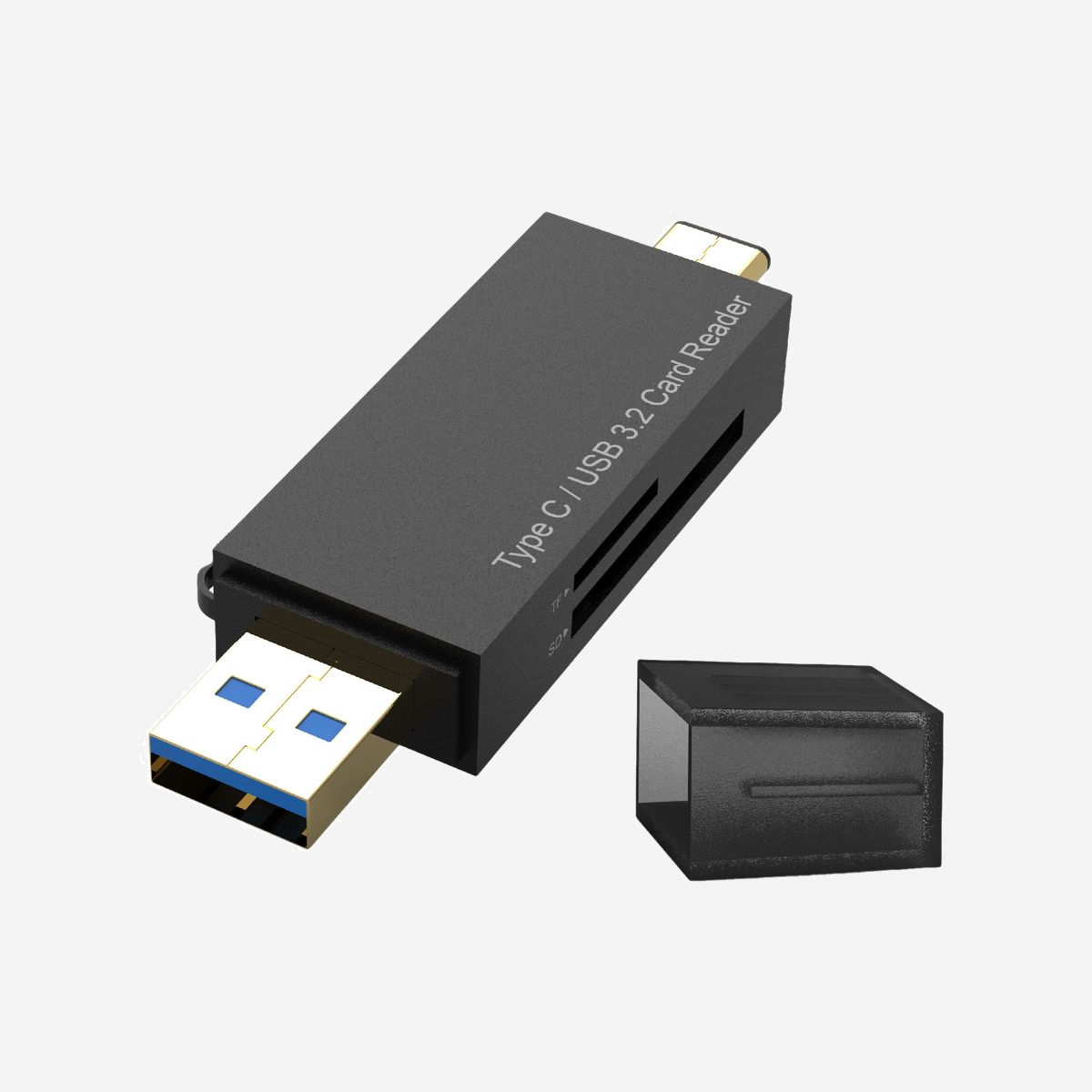 DLH DY-TU5315 Lecteur Cartes Mémoire USB 3.0 Type-A/Type-C Noir - Compatible SD/MicroSD/SDHC/SDXC, Débit 5000 Mbit/s, 75x21x10mm - Lecteur de carte SD et Micro SD - Connectique USB-C et USB-A - Plug and Play - Lecture simultanée de 2 cartes mémoires - Format compact - Livré avec dragonne - Noir - Compatible SD / Micro SD / SDHC / SDXC / Micro SDHC / Micro SDXC