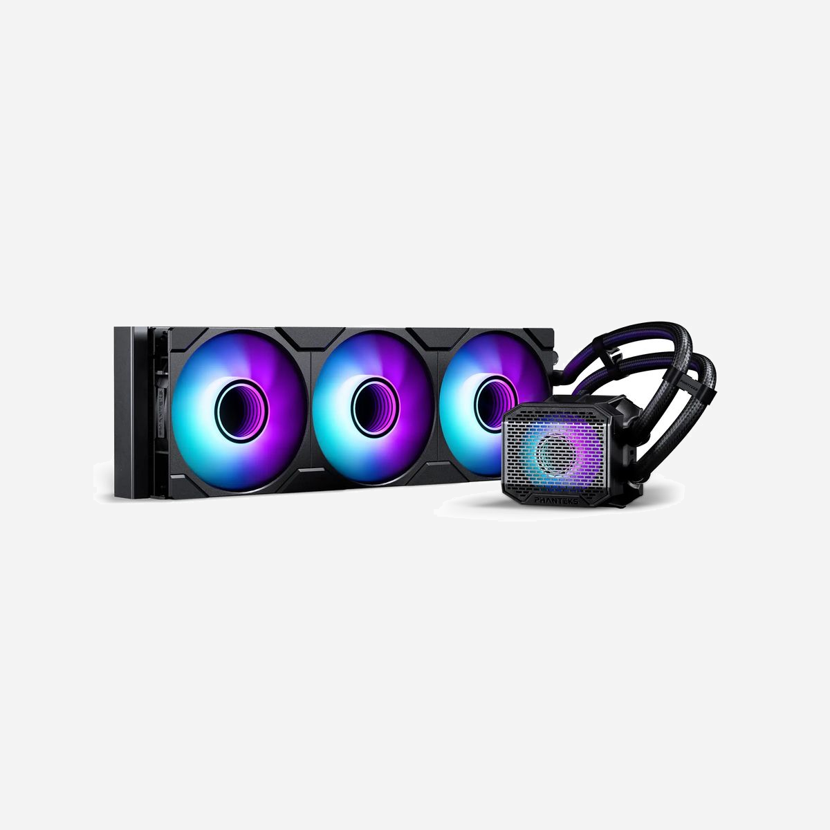Phanteks Glacier One 360M25G2 Kit Watercooling CPU 3x120mm, radiateur 397mm, 315-2200 RPM, 72.72 CFM, 2.51 mmH2O, Sockets LGA115x/1200/1700/AM4/AM5 - Phanteks Glacier One 360M25G2. Type: Kit de refroidissement du liquide, Diamètre du ventilateur: 12 cm, Pression d'air maximale: 2,51 mmH2O. Tension: 12 V. Couleur du produit: Noir