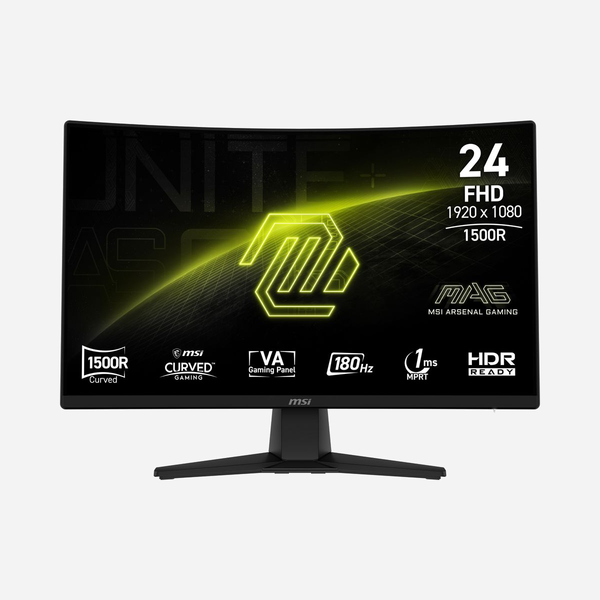 Écran MSI MAG-242C 23.6" FHD LCD Incurvé 1500R, 1920x1080, VA 180Hz 1ms MPRT, HDMI 2.0b/DisplayPort 1.2a, DCI-P3 91.5%, Noir - Vivez une expérience de jeu immersive avec l'écran gaming incurvé MAG 242C. Sa dalle offre une résolution Full HD 1920 x 1080, un taux de rafraîchissement de 180 Hz et un temps de réponse rapide de 1 ms (MPRT). Son support de la technologie HDR lui permet d'améliorer chaque détail de vos images grâce à l'ajustement des contrastes et des ombres. Pensé pour les amateurs de jeux fps compétitifs, de jeux RPG/MMORPG à la première permette et de jeux de simulation de vol ou de course, l'écran gaming incurvé MSI MAG 242C porte votre partie vers des niveaux de qualité supérieur.<br>