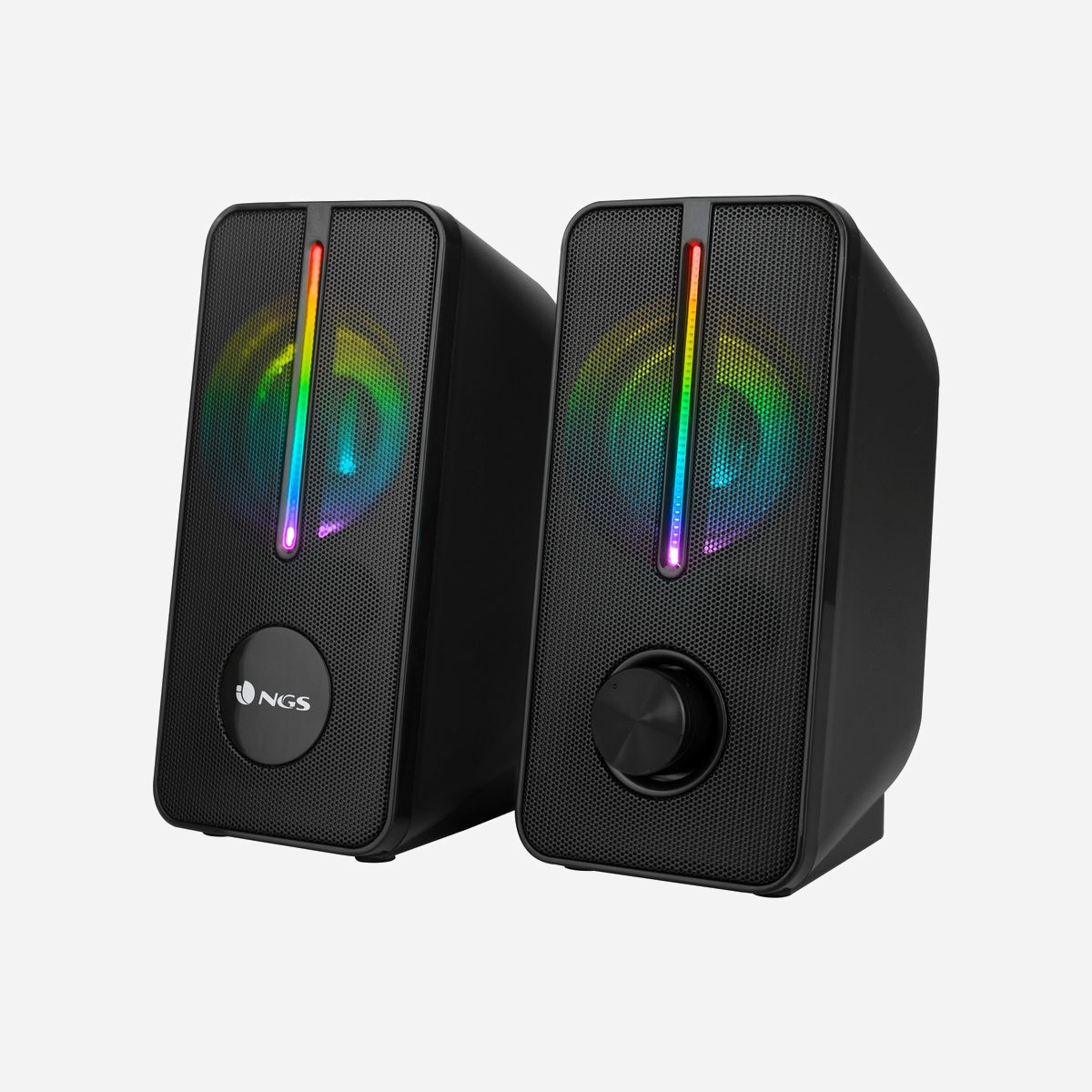 NGS Enceintes Gaming GSX-150 2.0 Sans Fil, Puissance 12W RMS, Éclairage LED RGB, Connectique Jack 3.5mm & USB, Fréquence 300-20000Hz, Noir - <b>NGS GAMING SPEAKERS GSX-150</b><br>SYSTÈME D'ENCEINTES 2.0 ÉCLAIRAGE LED RGB, 12 W, ALIMENTATION USB, POUR PC ET ORDINATEUR PORTABLE