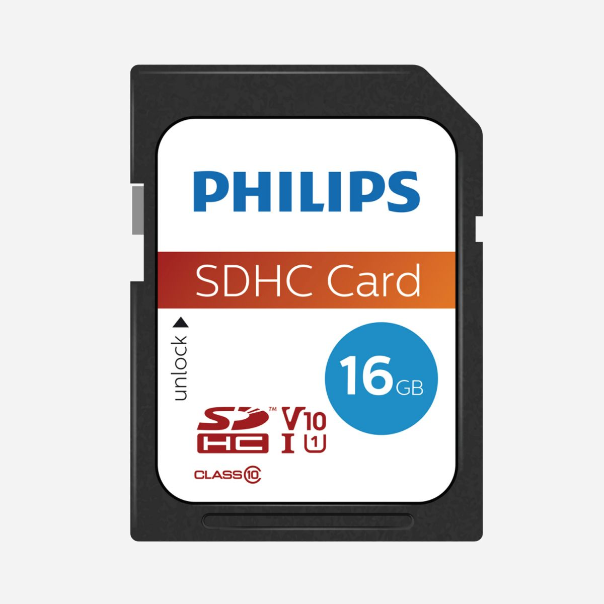Philips FM16SD45B/00 Carte SDHC 16 Go UHS-I Classe 10 - Vitesse Lecture 80 Mo/s, Classe Vitesse UHS U1, Classe Vitesse Vidéo V10, Dimensions 24x32x2.1mm - Philips FM16SD45B. Capacité: 16 Go, Type de Carte Flash: SDHC, Classe de mémoire Flash: Classe 10, Type de mémoire interne: UHS-I, Vitesse de lecture: 80 Mo/s, Classe de vitesse UHS: Class 1 (U1), Classe de vitesse vidéo: V10. Couleur du produit: Noir, Blanc