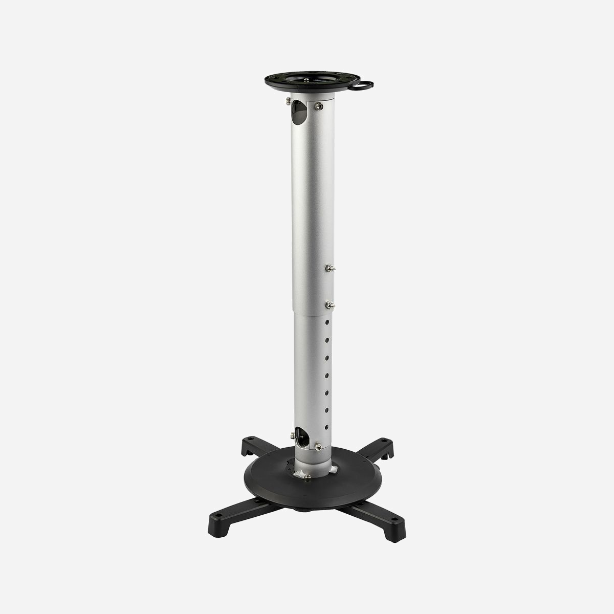 StarTech.com PROJCEILMNT2 : Support Plafond Universel Vidéoprojecteur, Extension 127-705mm, Inclinaison +/-25°, Pivot 360°, Charge Max. 15kg, Acier/Aluminium - Support plafond universel pour vidéoprojecteur | Jusqu'à 57,6 cm d'extension du plafond | Acier / Aluminium<br/><br/>Ce support de plafond pour vidéoprojecteur vous permet d'installer facilement un projecteur à une distance du plafond comprise entre 12,7 et 577,7 mm . Il est idéal pour les salles de classe, les salles de conférence, les lieux d'accueil du public et de nombreux autres espaces de réunion.<br/><br/>Compatibilité avec de nombreux vidéoprojecteurs<br/><br/>Compatible avec une large gamme de marques de vidéoprojecteurs, le support de plafond universel pour projecteur est doté d'un modèle de montage universel de 325 mm de diamètre.<br/><br/>Réglage fin pour un confort de visualisation optimal<br/><br/>Une fois le support de plafond du vidéoprojecteur installé, vous pouvez régler l'angle avec précision pour un confort de visualisation optimal. La rotule de verrouillage du support du vidéoprojecteur peut pivoter à 360 degrés et s'incliner horizontalement/verticalement de +/- 25 degrés.<br/><br/>Structure robuste en acier et en aluminium<br/><br/>Grâce à sa structure robuste en acier et en aluminium et à sa plaque murale solide, le support de plafond pour vidéoprojecteur supporte une charge maximale de 15 kg. Tout le matériel nécessaire à l'installation est inclus.<br/><br/>Recommandé par les professionnels de l'informatique depuis 1985<br/><br/>StarTech.com effectue des tests de compatibilité et de performance approfondis sur tous nos produits pour s'assurer que nous respectons ou dépassons les normes du secteur et que nous fournissons des produits de haute qualité aux professionnels de l'informatique. Forts d'une vaste expertise des produits, nos conseillers techniques StarTech.com locaux travaillent directement avec nos ingénieurs de StarTech.com pour fournir une assistance à nos clients avant et après la vente.<br/><br/>The StarTech.com Advantage<br/>