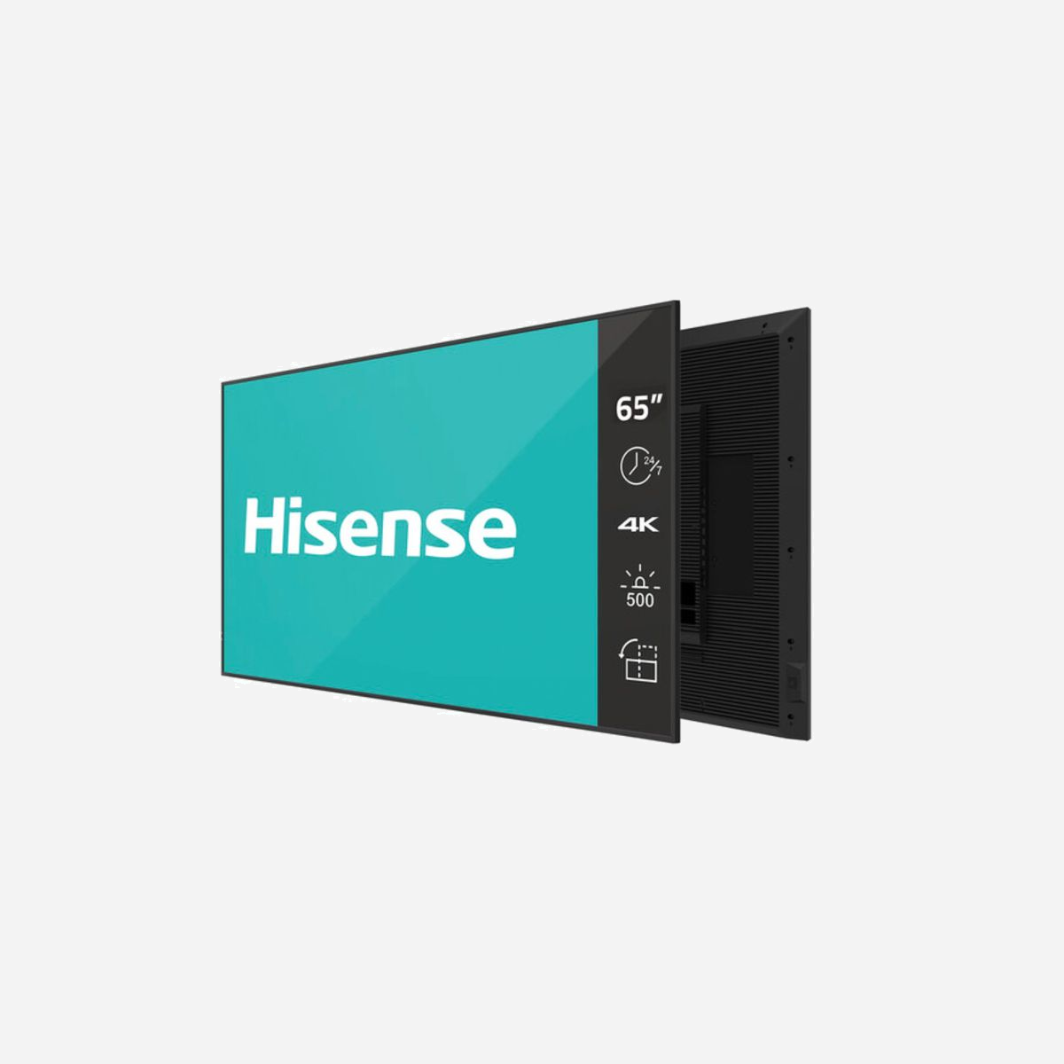 Hisense 65DM66D Écran Professionnel 65" 4K Ultra HD ADS LED 500cd/m² Android 11 Wi-Fi 24/7 (3840x2160, 8ms, HDMI, DisplayPort, USB) - Hisense 65DM66D. Taille de l'écran: 165,1 cm (65"), Technologie d'affichage: LED, Résolution de l'écran: 3840 x 2160 pixels, Luminosité de l'écran: 500 cd/m², Type HD: 4K Ultra HD. Wifi. horaires de service (heures/jours): 24/7. Système d'exploitation installé: Android 11. Couleur du produit: Noir