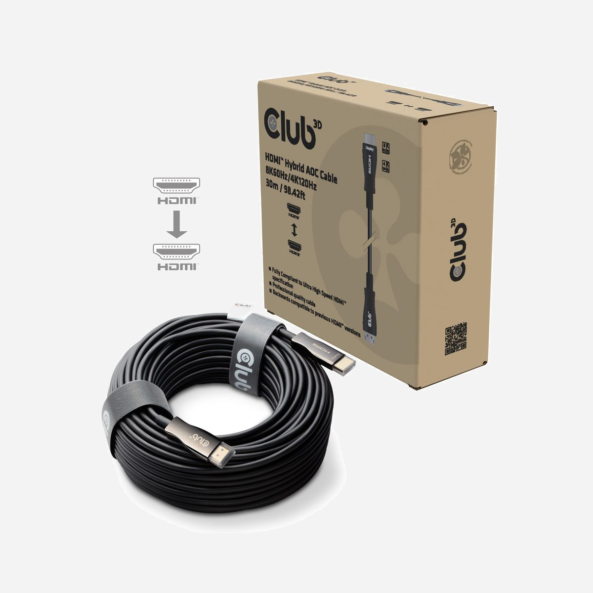 CLUB3D CAC-1392 Câble HDMI 2.1 30m Connecteurs HDMI Type A (Standard) Mâle vers Mâle - Réf. CAC-1392 - CLUB3D CAC-1392. Longueur de câble: 30 m, Connecteur 1: HDMI Type A (Standard), Genre de connecteur 1: Mâle, Connecteur 2: HDMI Type A (Standard), Genre de connecteur 2: Mâle, Version HDMI: 2.1