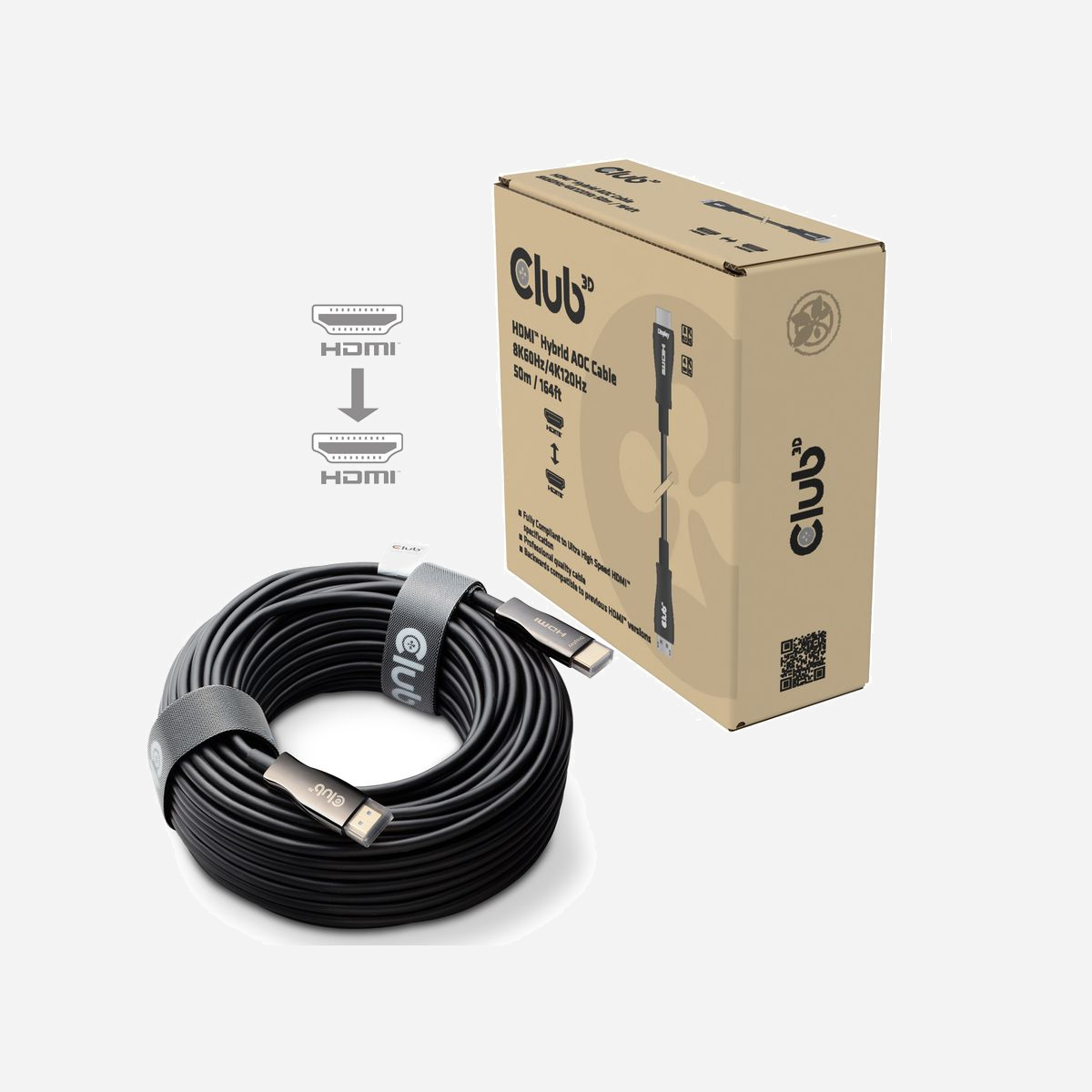 CLUB3D CAC-1393 Câble HDMI 2.1 50m Connecteurs HDMI Type A (Standard) Mâle/Mâle, Bande Passante 48 Gbps, Compatible HDR, eARC - CLUB3D CAC-1393. Longueur de câble: 50 m, Connecteur 1: HDMI Type A (Standard), Genre de connecteur 1: Mâle, Connecteur 2: HDMI Type A (Standard), Genre de connecteur 2: Mâle, Version HDMI: 2.1