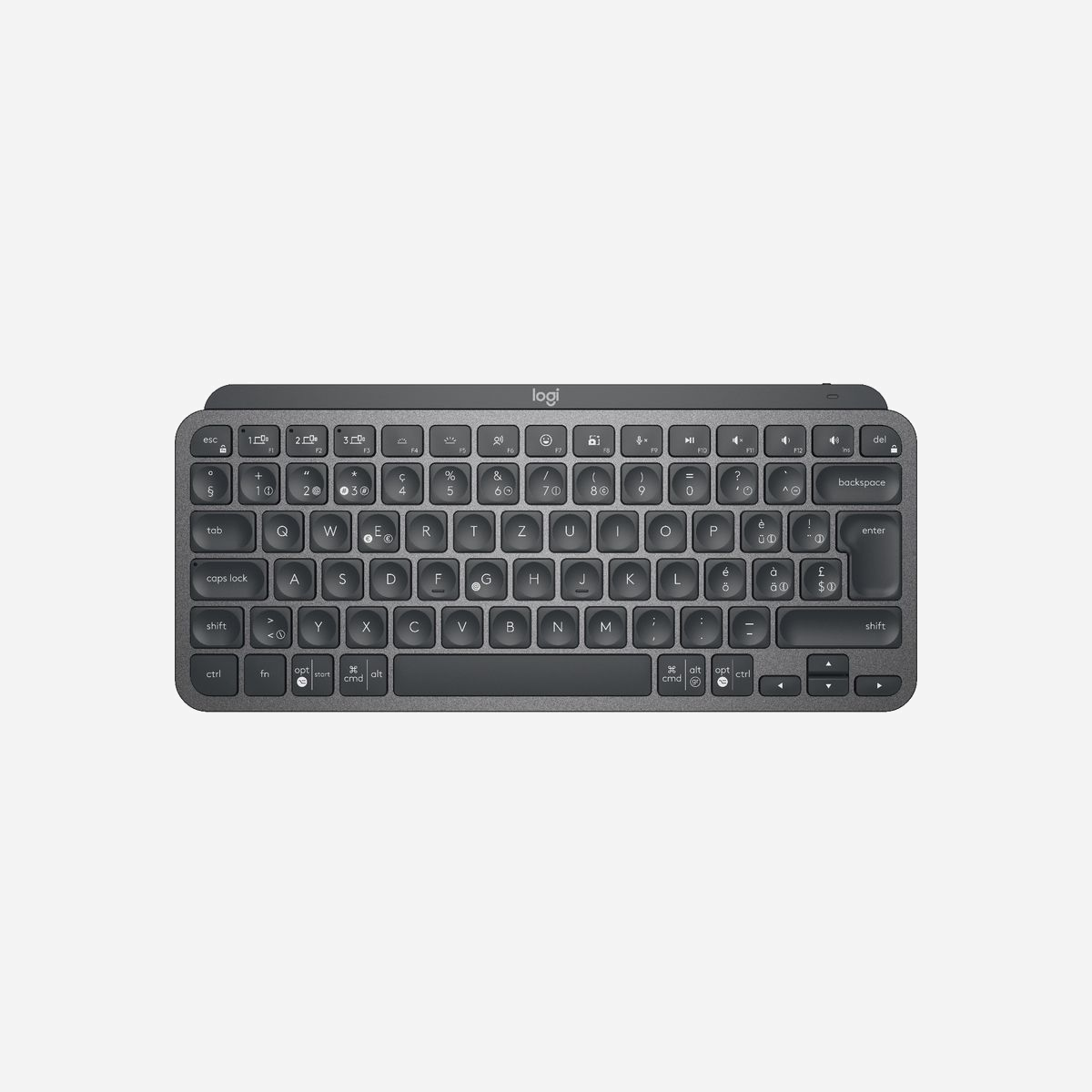Logitech MX Keys Mini Graphite - Clavier sans Fil QWERTZ Suisse, Bluetooth/RF, Rétroéclairage LED, Batterie 1130mAh, Compatible Windows/macOS/Linux/Android/ChromeOS - Logitech MX Keys Mini. Facteur de forme du clavier: Mini. Style de clavier: Droit. Technologie de connectivité: Sans fil, Interface de l'appareil: RF sans fil + Bluetooth, Disposition des touches du clavier: QWERTZ. Type de rétro: LED. Utilisation recommandée: Bureau. Couleur du produit: Graphite