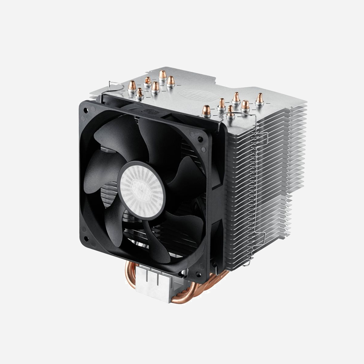 Cooler Master Hyper 612 Ver. 2 Refroidisseur CPU - Ventilateur 120mm, 800-1300 RPM, 11-20 dBA, Socket AM2/AM3/FM1/FM2/LGA1151/LGA2011-v3, 6 Caloducs, Noir - - L'Hyper 612 ver. 2 génère un niveau sonore de seulement 20 dB max pour le confort de l'environnement de travail.<br>- Sans ventilateurs, les larges ailettes apportent la dissipation de chaleur nécessaire.<br>- Adopte la technologie innovante du CDC™ breveté (Contact Direct Continu) - Caloducs côte à côte sans espace pour créer une meilleure surface de dissipation.<br>- Ailettes pliées pour mieux guider l'air et assurer une dissipation de chaleur efficace. <br>- Attaches rapides pour une installation aisée.<br><br>- Ailettes pliées pour mieux guider l'air offrant une meilleure dissipation<br>- Une attache rapide de ventilateur est aussi fournie pour une installation facile Il adopte la nouvelle technologie CDC (Contact Direct Continu) brevetée – caloducs côte à côte sans espace constituant une surface parfaitement uniforme pour la conduction de chaleur<br>- Technologie X-Vent exclusiveLes ventilateurs sont placés à un angle de 45° autour de chaque caloducs.<br>- Ils aident à guider le flux d'air et à créer des vortex d'air pour un meilleur refroidissement.