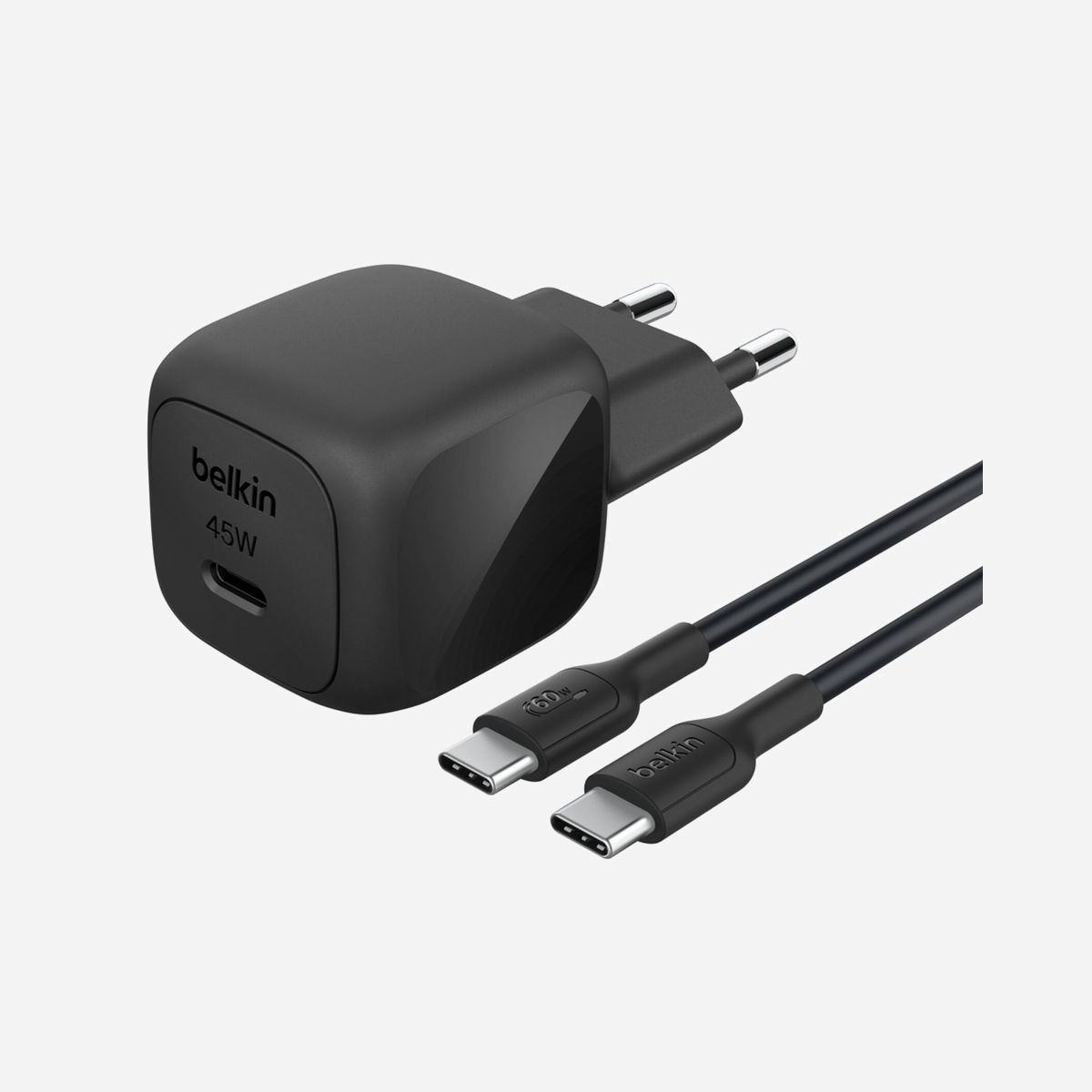 Belkin WCA013KQ1MBK-B6 Chargeur Secteur USB-C 45W Power Delivery 3.1, câble USB-C vers USB-C 1m, Compatible iPad/MacBook Air, Noir - Belkin WCA013kq1MBK-B6. Type de chargeur: Intérieure, Type de source d'alimentation: Secteur, Compatibilité de chargeur: Universel, Quantité de ports USB de type C: 1, Charge rapide. Longueur de câble: 1 m, Couleur du produit: Noir
